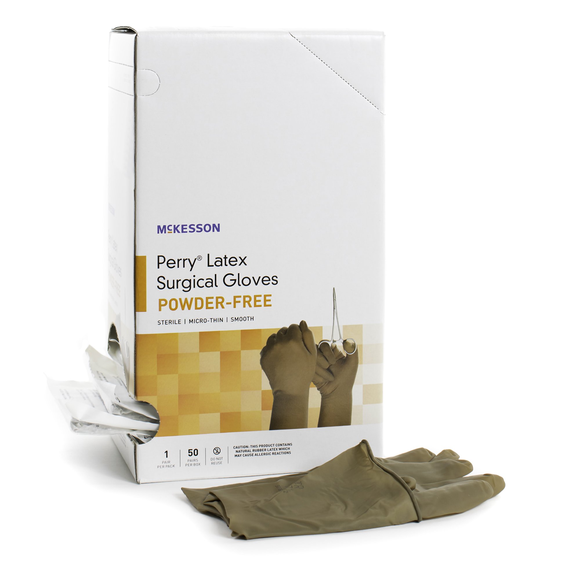 McKesson Brand 20-1385N - McKesson Perry® Latex Surgical Glove, Size 8.5, Brown - 50/Box, 200/Case