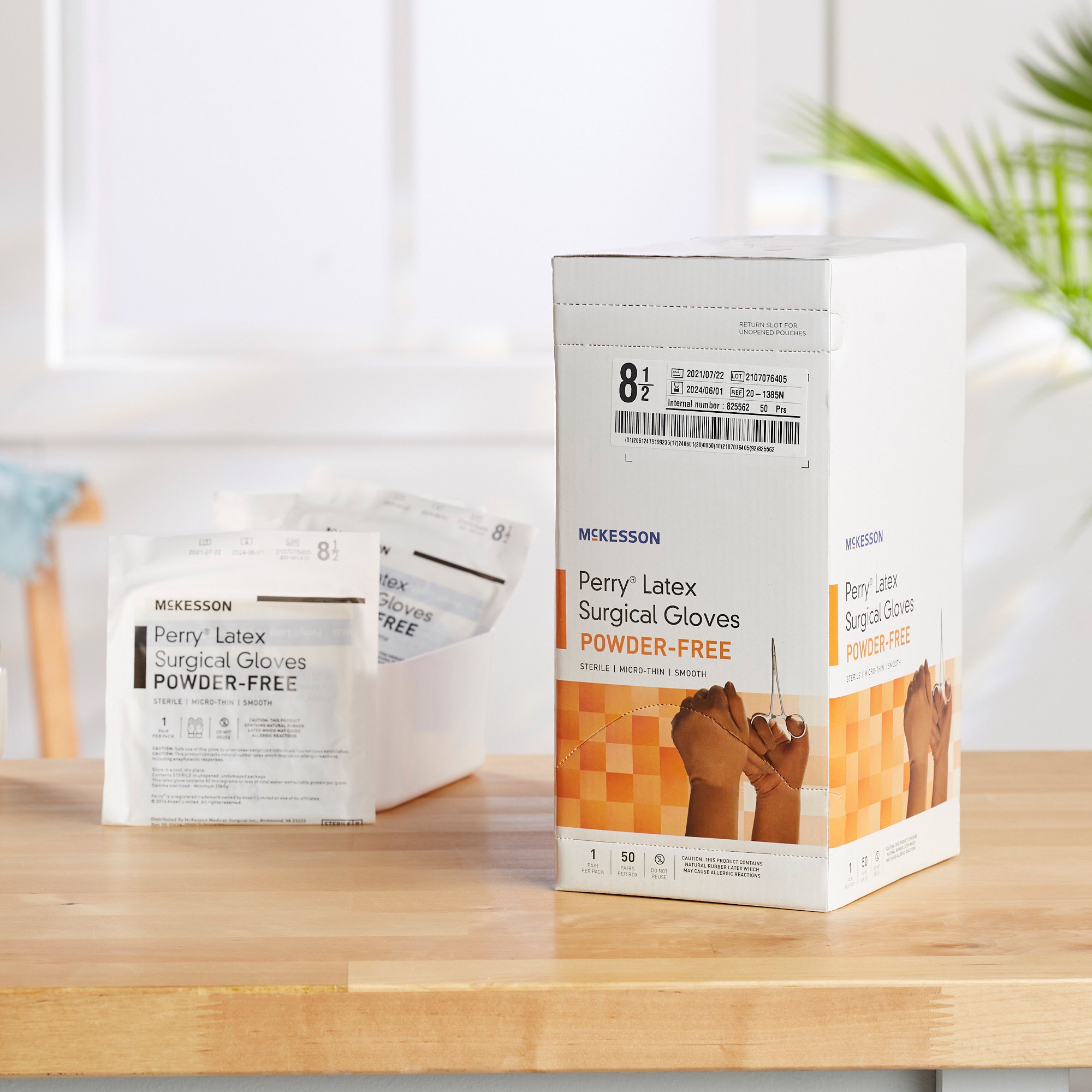 McKesson Brand 20-1385N - McKesson Perry® Latex Surgical Glove, Size 8.5, Brown - 50/Box, 200/Case