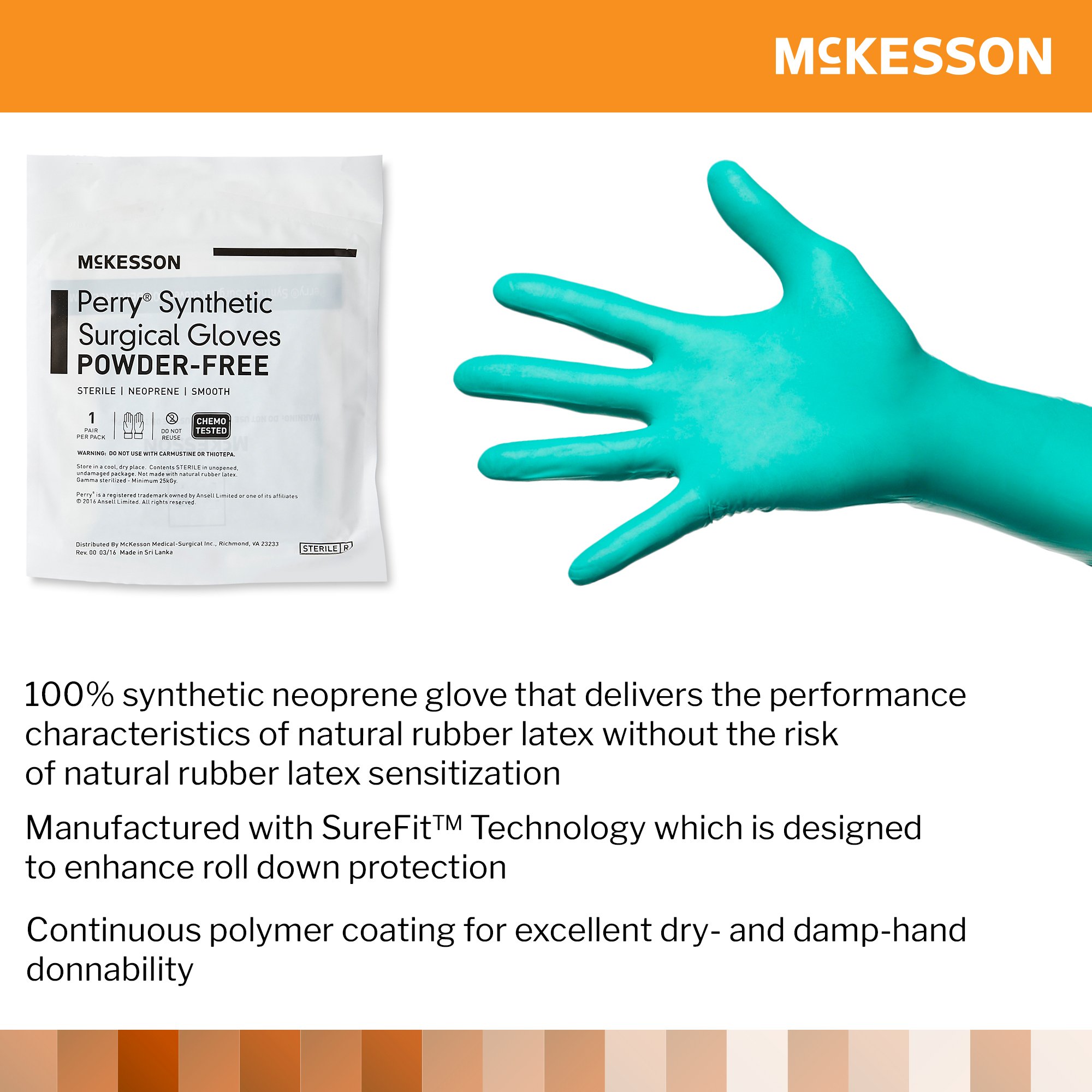 McKesson Brand 20-2560N - McKesson Perry® Performance Plus Polychloroprene Surgical Glove, Size 6, Green - 1/Pair, 50/Box, 200/Case