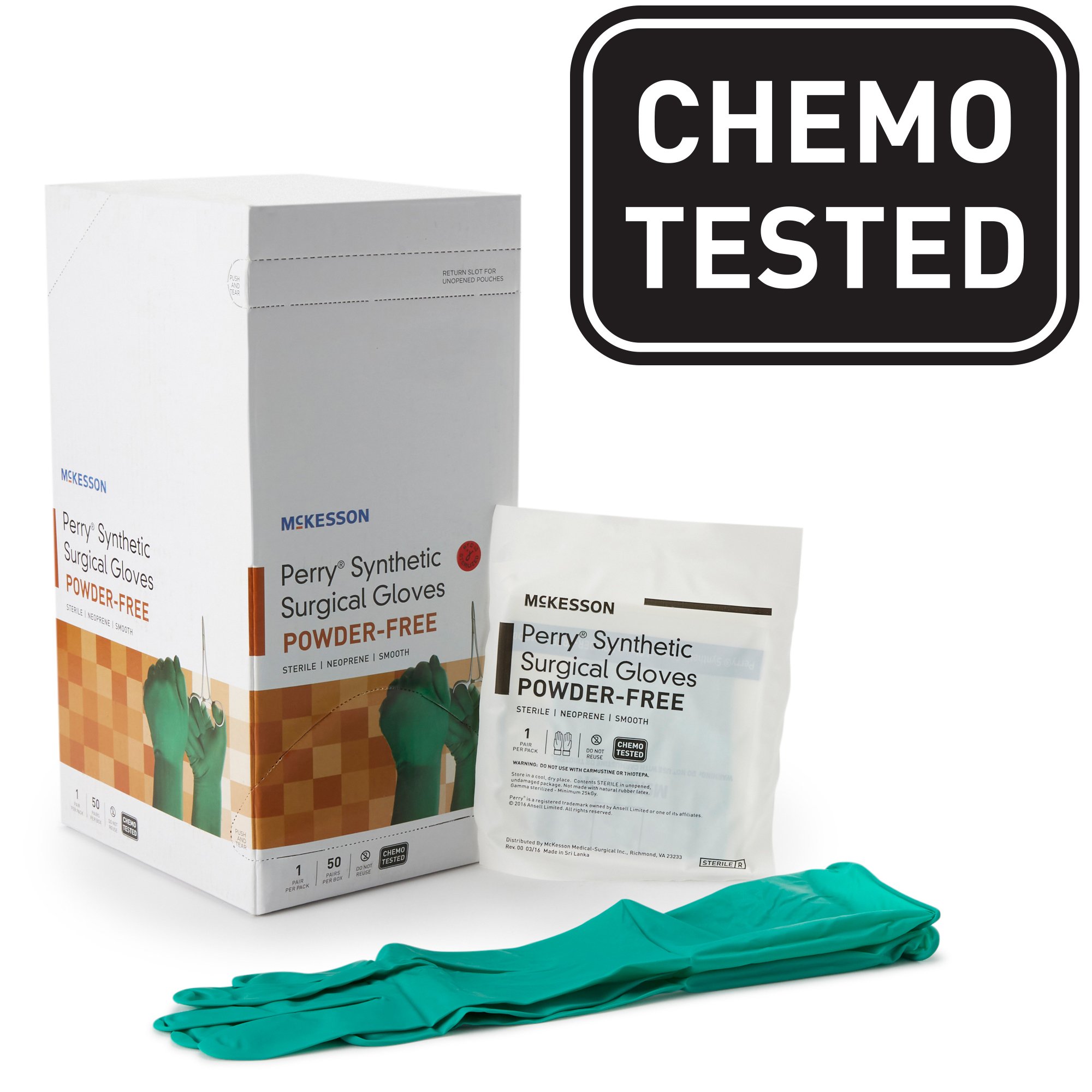 McKesson Brand 20-2570N - McKesson Perry® Performance Plus Polychloroprene Surgical Glove, Size 7, Green - 1/Pair, 50/Box, 200/Case