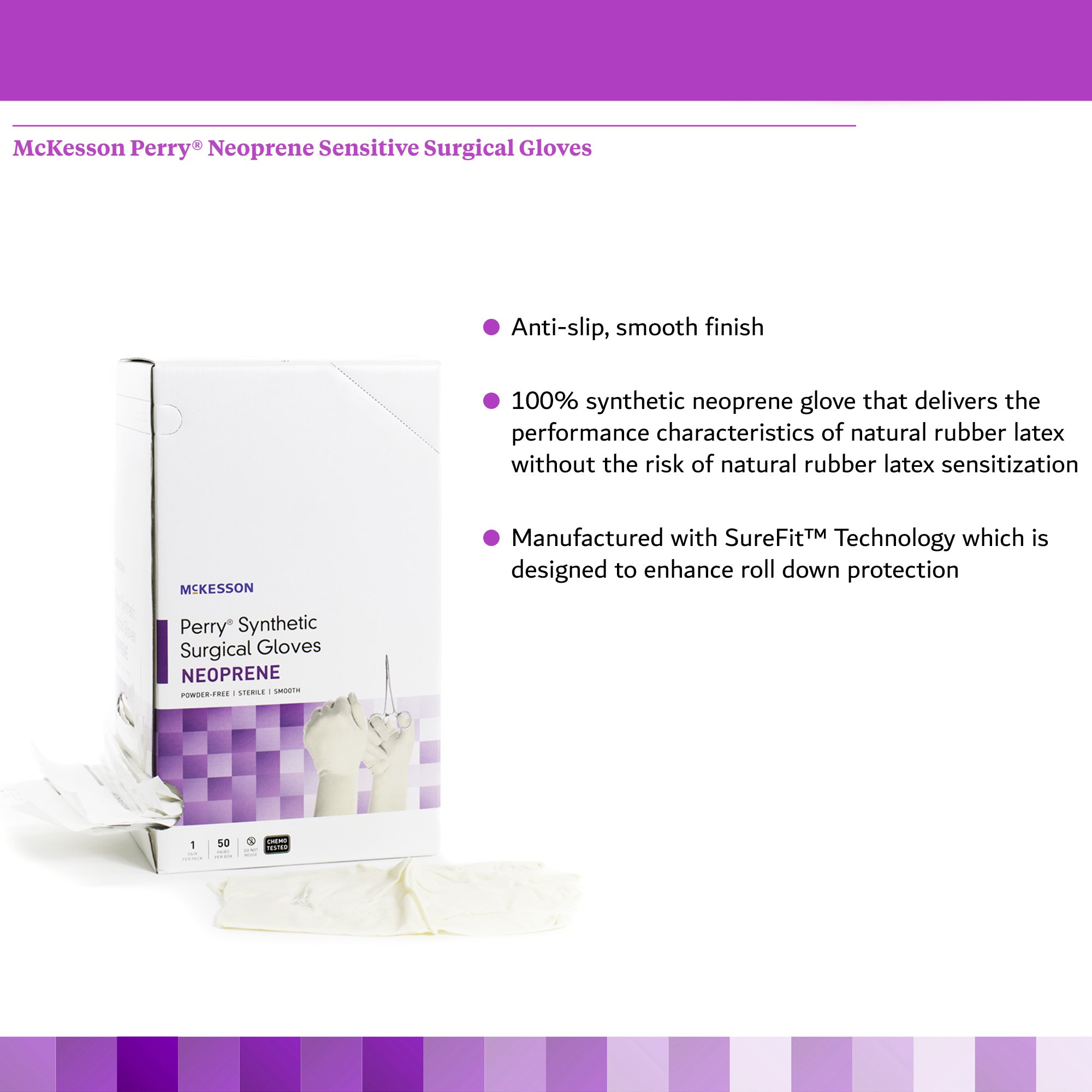 McKesson Brand 20-2655N - McKesson Perry® Polychloroprene Surgical Glove, Size 5.5, Cream - 1/Pair, 50/Box, 200/Case
