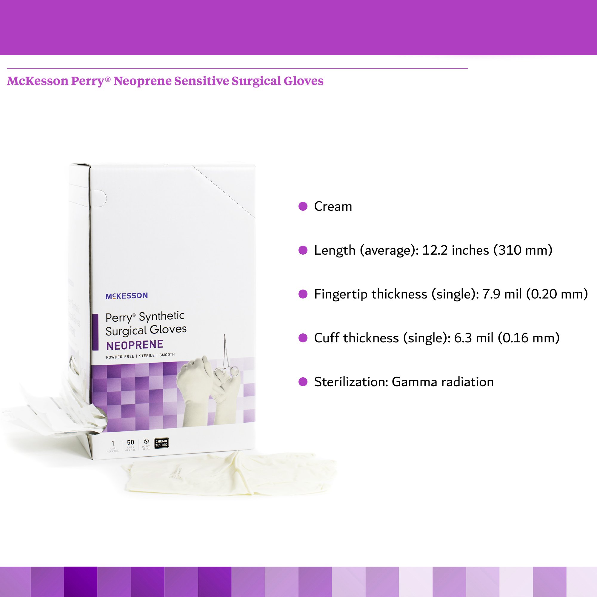 McKesson Brand 20-2670N - McKesson Perry® Polychloroprene Surgical Glove, Size 7, Cream - 1/Pair, 50/Box, 200/Case