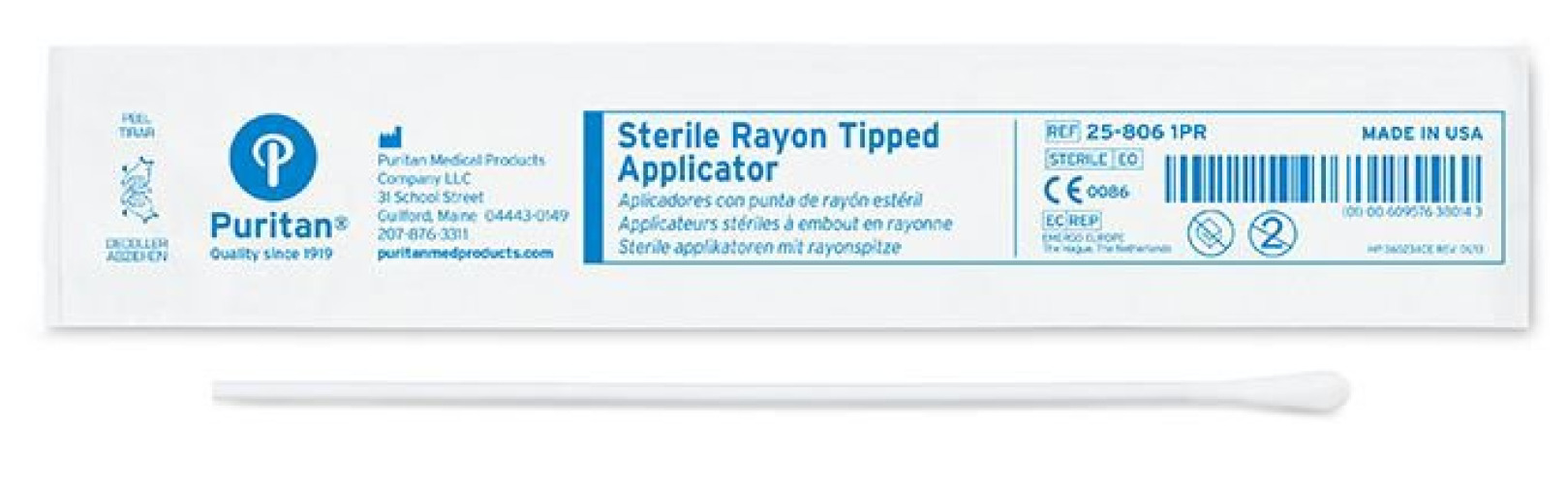 Puritan Medical Products 25-806 2PR - Puritan® Swabstick with Transport Tube, 6-Inch Length - 100/Box, 1000/Case