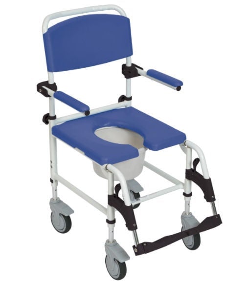 Drive DeVilbiss Healthcare - NRS185007 3-in-1 Commode / Shower Chair drive™ Padded Flip-Back Arms Aluminum Frame Padded Backrest 18 Inch Seat Width 275 lbs. Weight Capacity