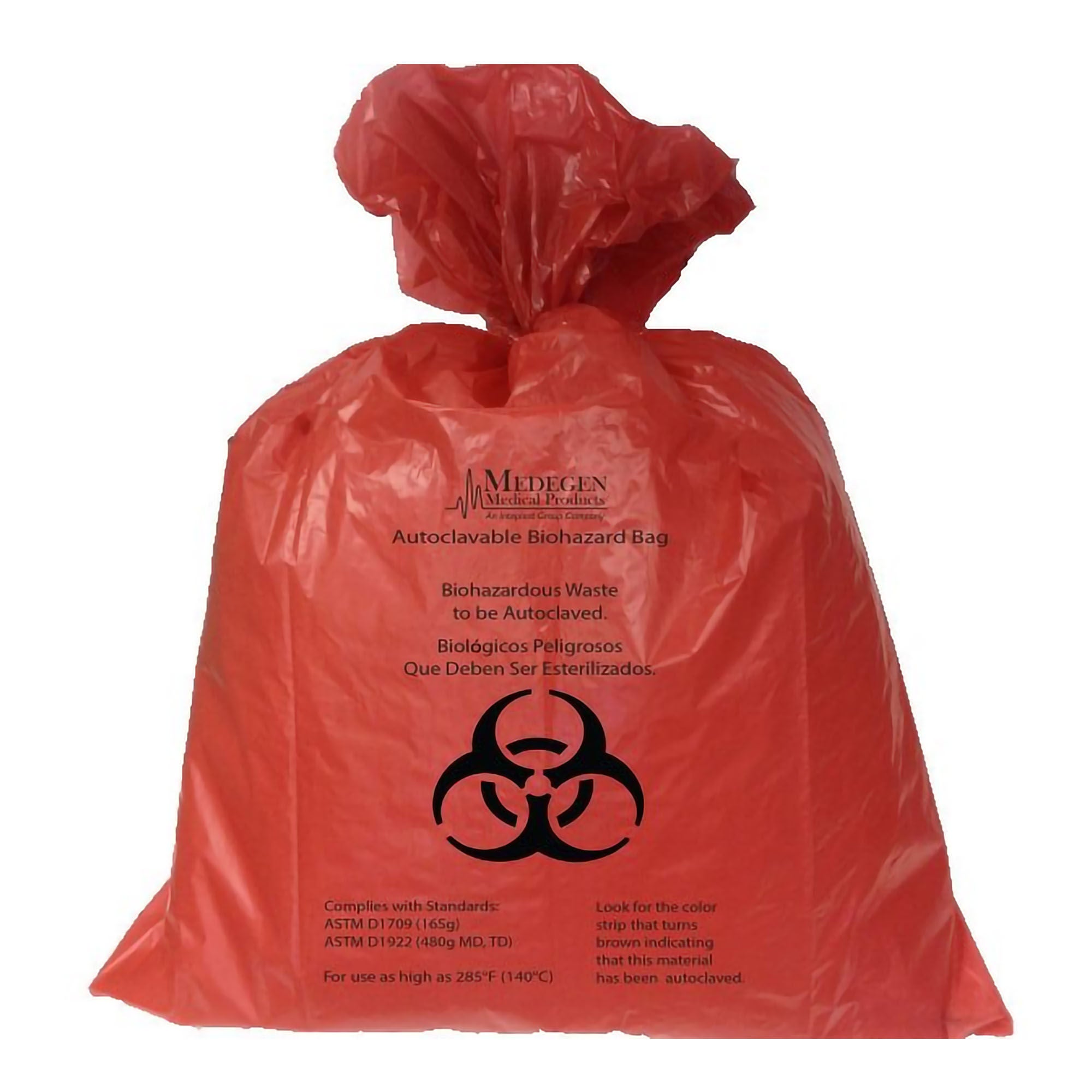 Medegen Medical Products LLC - AC3847R Autoclavable Biohazard Waste Bag Biohazard Symbol / Autoclavable Biohazard Bag 44 gal. Red 38 X 47 Inch