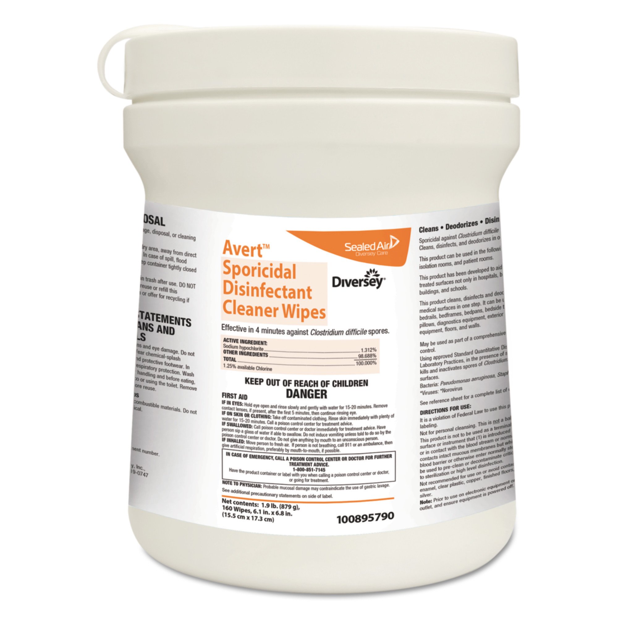 Essendant Co-United Stationers - DVO100895790 Avert® Sodium Hypochlorite Surface Disinfectant Cleaner Wipes