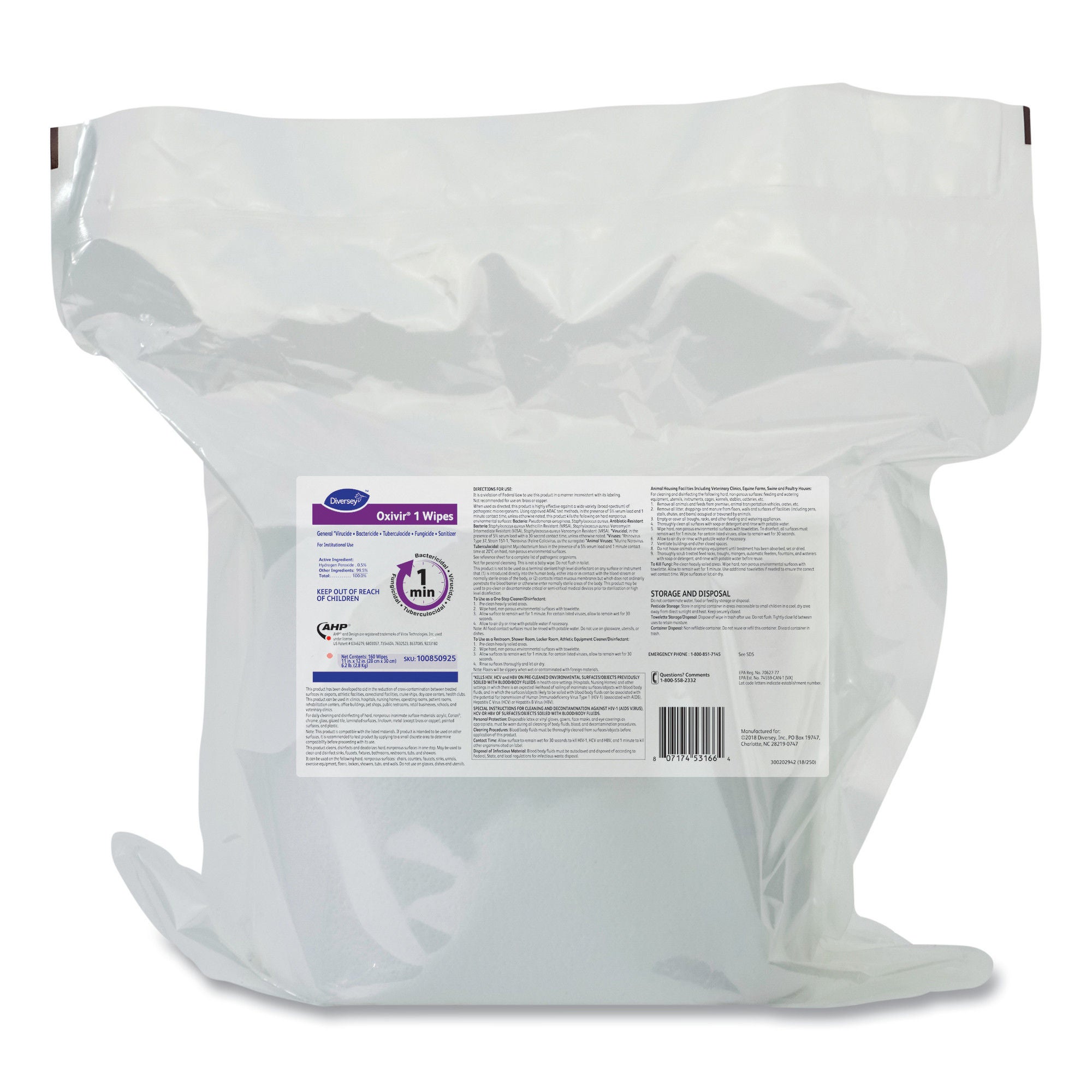 Essendant Co-United Stationers - DVO100850925 Oxivir® 1 Hydrogen Peroxide Surface Disinfectant Cleaner Wipes