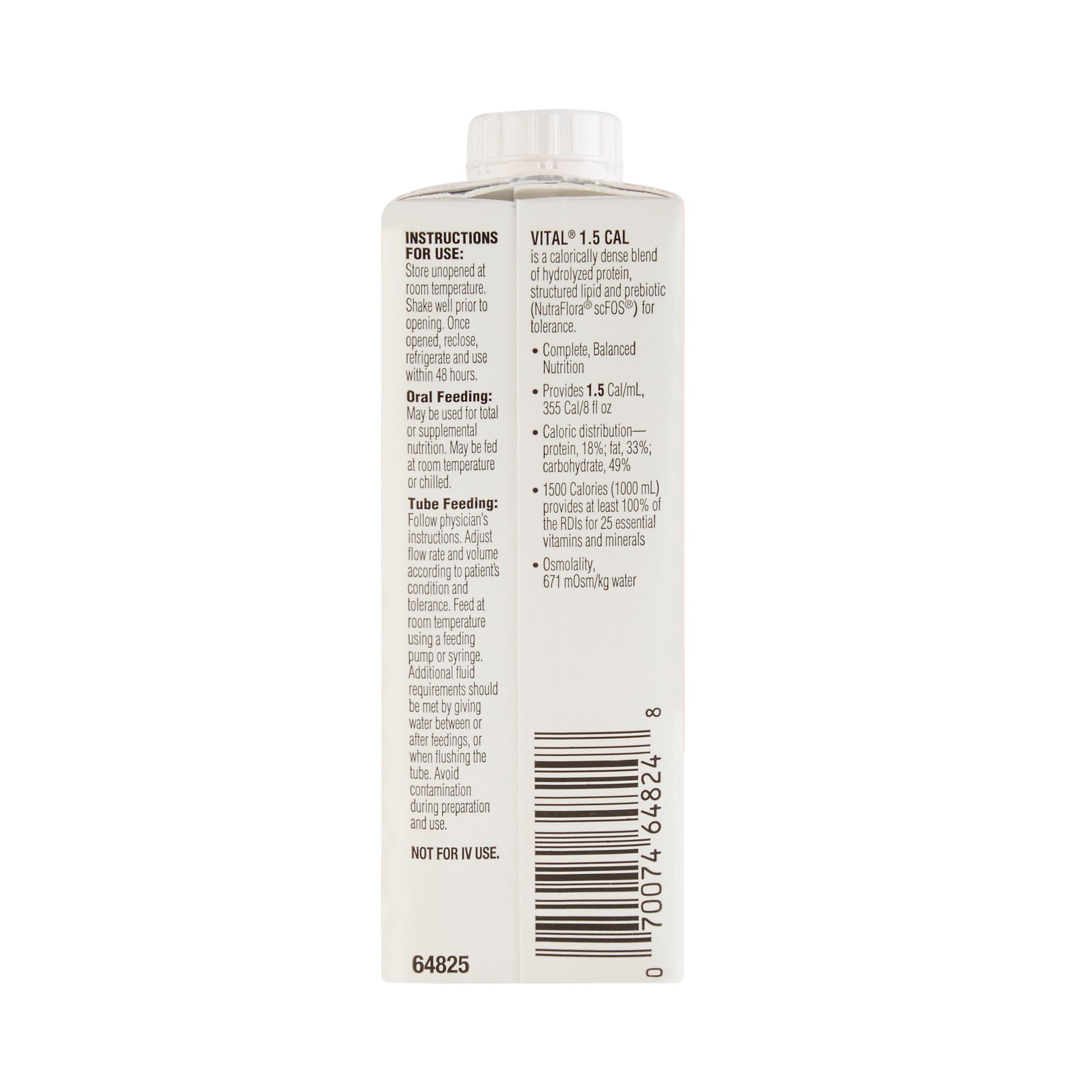 Abbott Nutrition 64825 - Vital® 1.5 Cal Vanilla Peptide-Based Therapeutic Nutrition for Tolerance, 8-oz. - 1/Each, 24/Case