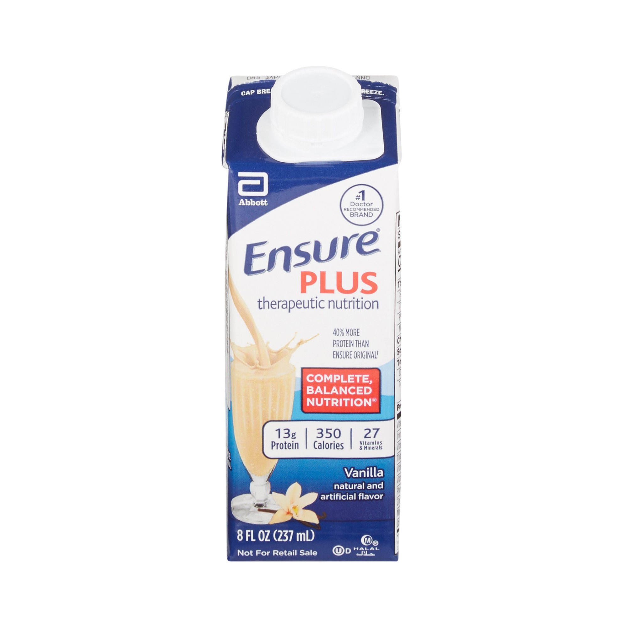 Abbott Nutrition 64905 - Ensure® Plus Therapeutic Nutrition, Vanilla, 8-ounce carton - 1/Each