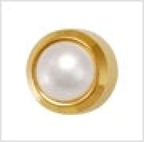 Medisystem - 2053P Ear Piercing Stud MediStuds® 24K Gold Plated Stainless Steel White Pearl Bezel Mount