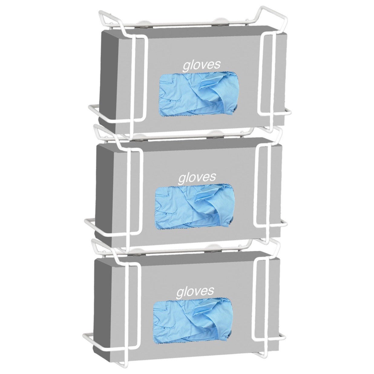 R & B Wire Products - 553B Glove Box Holder Horizontal Mounted 3-Box Capacity White 4-1/4 X 10-1/2 X 20-1/4 Inch Powder-Coated Steel