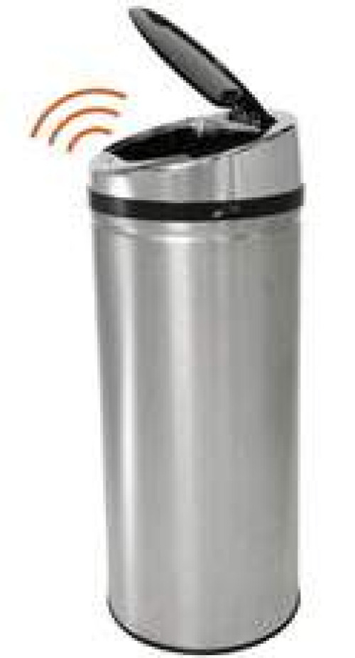 Fisher Anatomical - 22238004 Trash Can iTouchless™ 32 Quart / 8 gal. Brushed Silver Stainless Steel Round