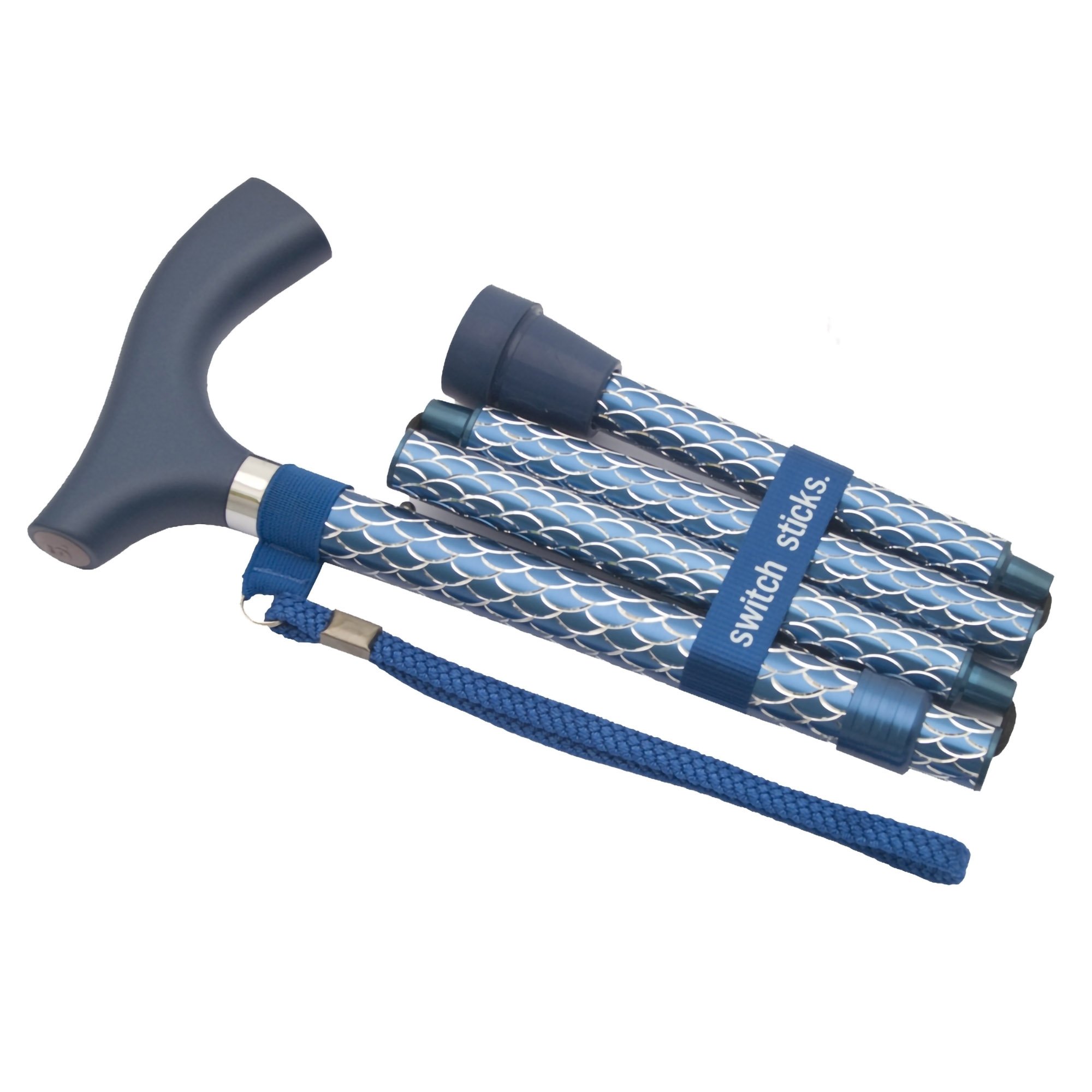 Mabis Healthcare 502-2000-5200 - Switch Sticks® Folding Cane, Azure Blue, 32 to 37 Inch Height - 1/Each
