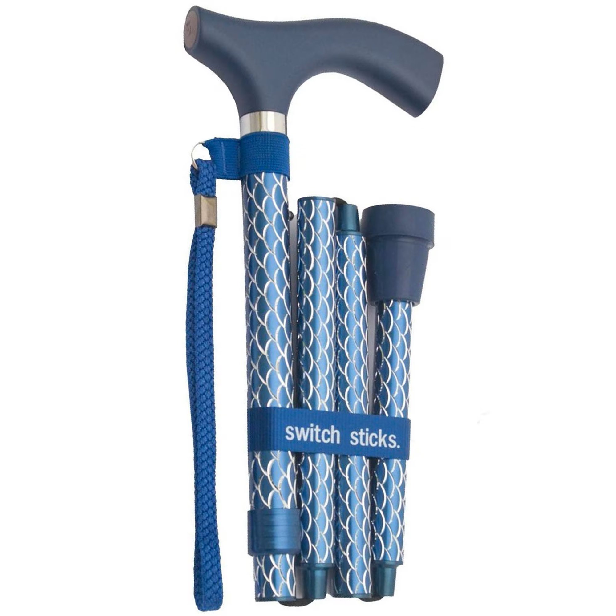 Mabis Healthcare 502-2000-5200 - Switch Sticks® Folding Cane, Azure Blue, 32 to 37 Inch Height - 1/Each
