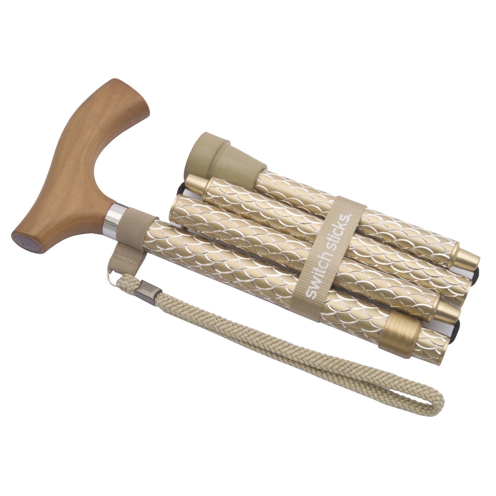 Mabis Healthcare 502-2000-5202 - Switch Sticks® Folding Cane, Pearl Gold, 32 to 37 Inch Height - 1/Each