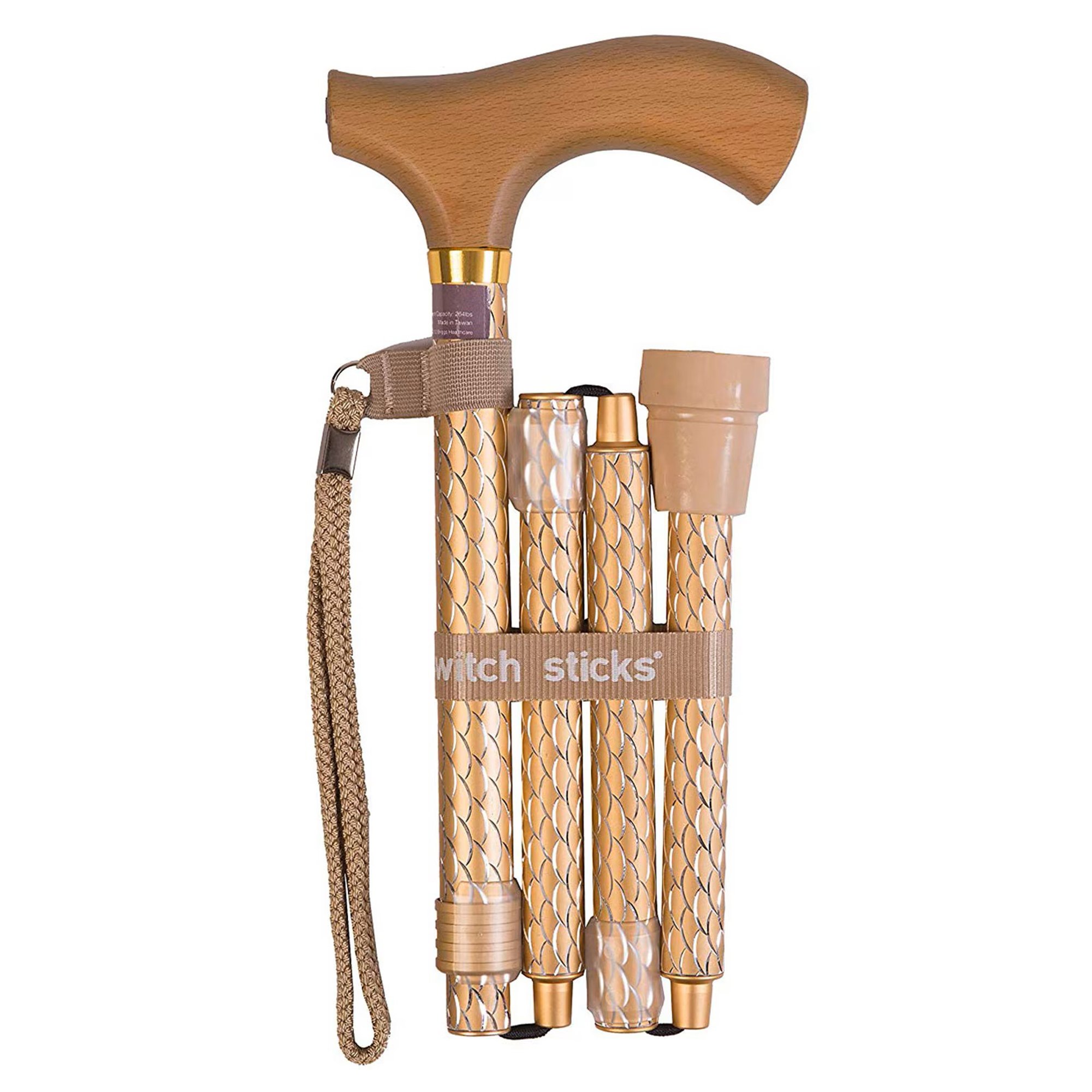 Mabis Healthcare 502-2000-5202 - Switch Sticks® Folding Cane, Pearl Gold, 32 to 37 Inch Height - 1/Each