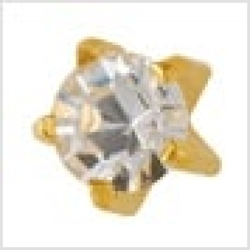 Medisystem - 2090P Ear Piercing Stud MediStuds® 24K Gold Plated Stainless Steel Clear Cubic Zirconia Tiffany Mount