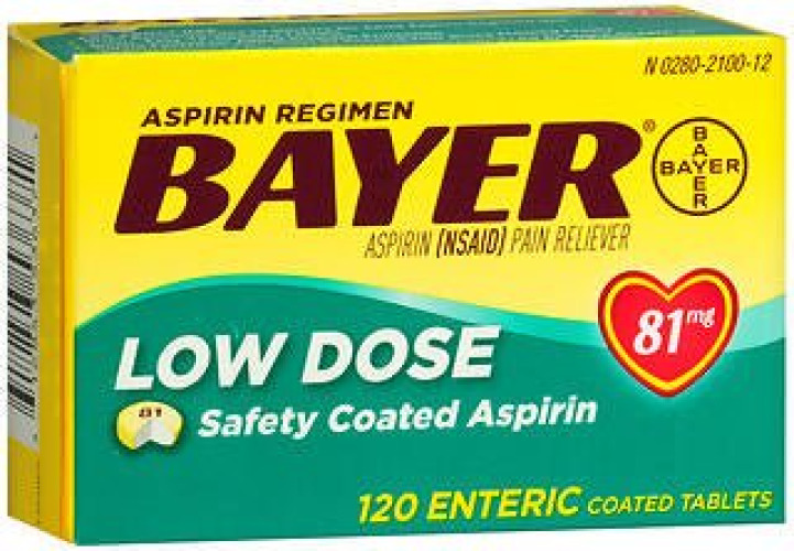 Bayer - 00280210012 Bayer Low Dose Safety Coated Aspirin 81 mg Tablets