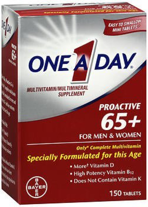 Bayer - 01650056164 Multivitamin Supplement One A Day® Proactive Vitamin A / Vitamin D / Ascorbic Acid 2,500 IU - 90 mg - 1200 IU Strength Tablet 150 per Box