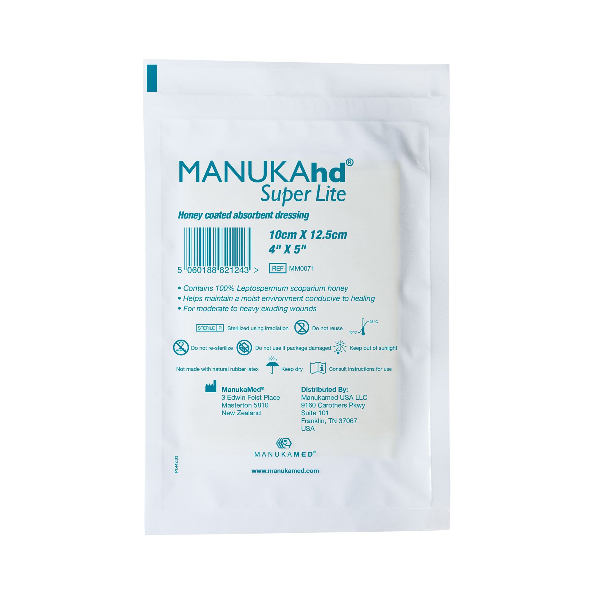 Manukamed MM0071 - MANUKAhd® Super Lite Honey Impregnated Wound Dressing, 4 x 5 Inch - 1/Each, 10/Box