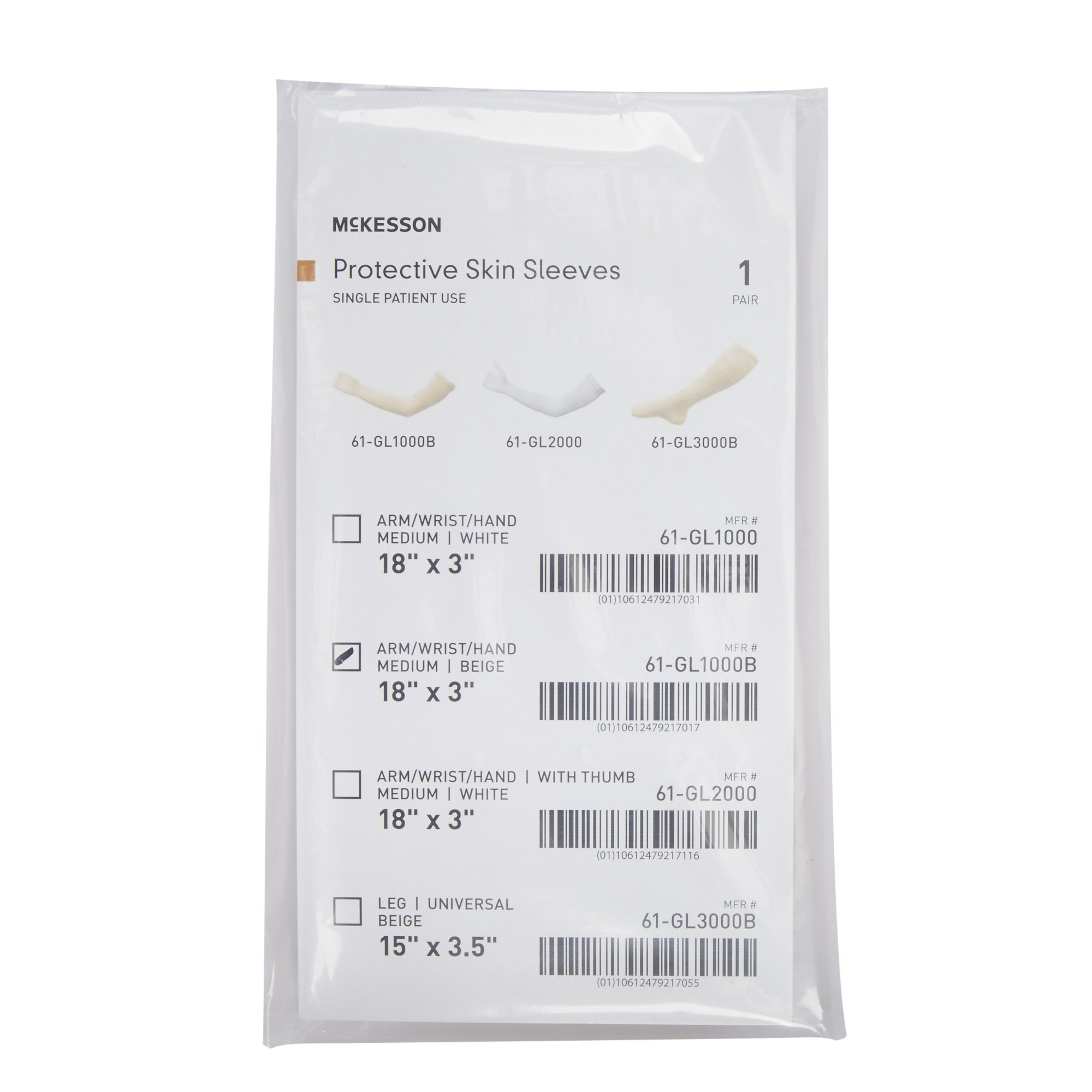 McKesson Brand 61-GL1000B - McKesson Protective Skin Sleeve, Arm/Wrist/Hand, Medium, Beige - 1/Pair, 12/Case