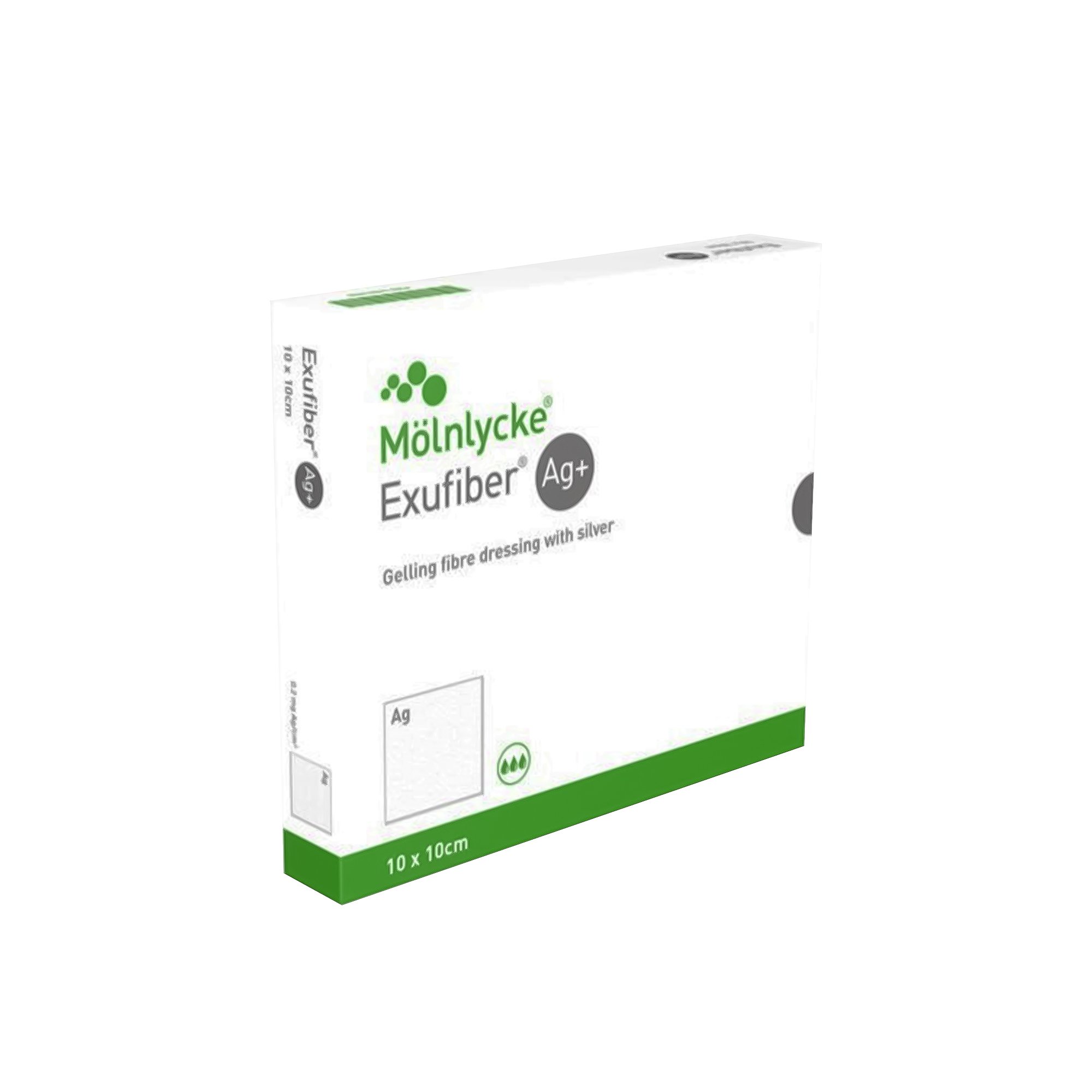 Molnlycke 603423 - Exufiber® Ag+ Gelling Fiber Dressing with Silver, 6 x 6 Inch - 1/Each, 10/Box, 60/Case