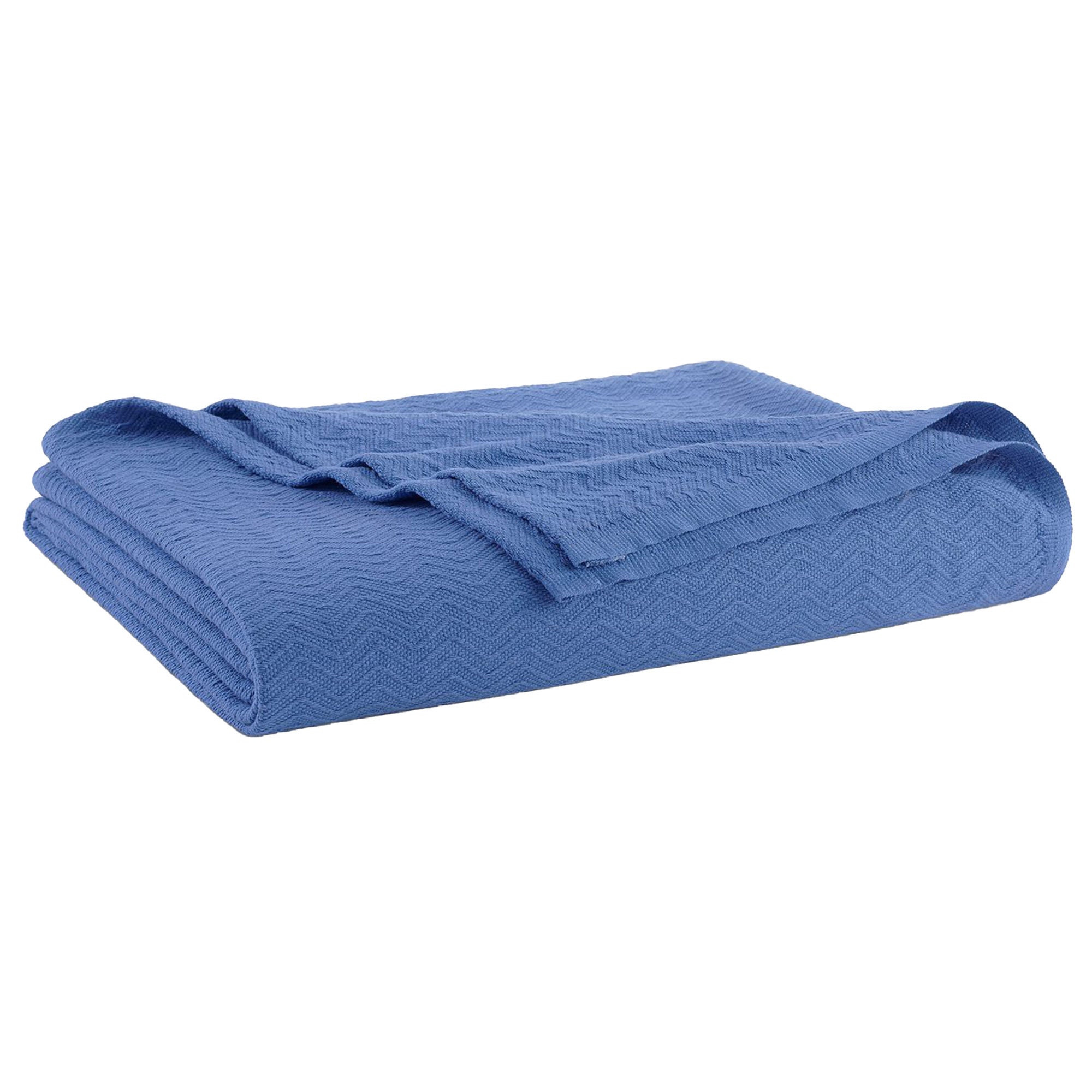 Standard Textile - 78322330 Blanket PerVal® Herringbone 66 X 90 Inch Cotton / Polyester 2.4 lbs. Blue