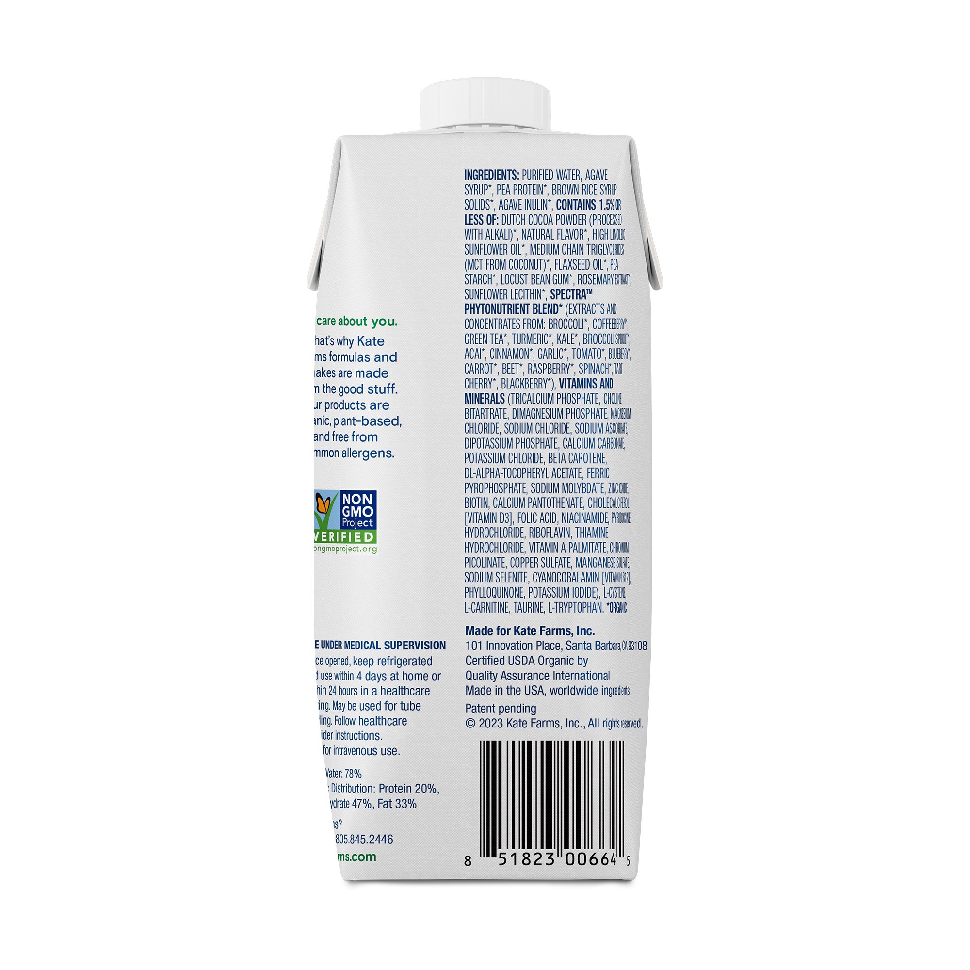 Kate Farms - 851823006690 Kate Farms® Standard 1.0 Chocolate Sole-Source Nutrition Formula