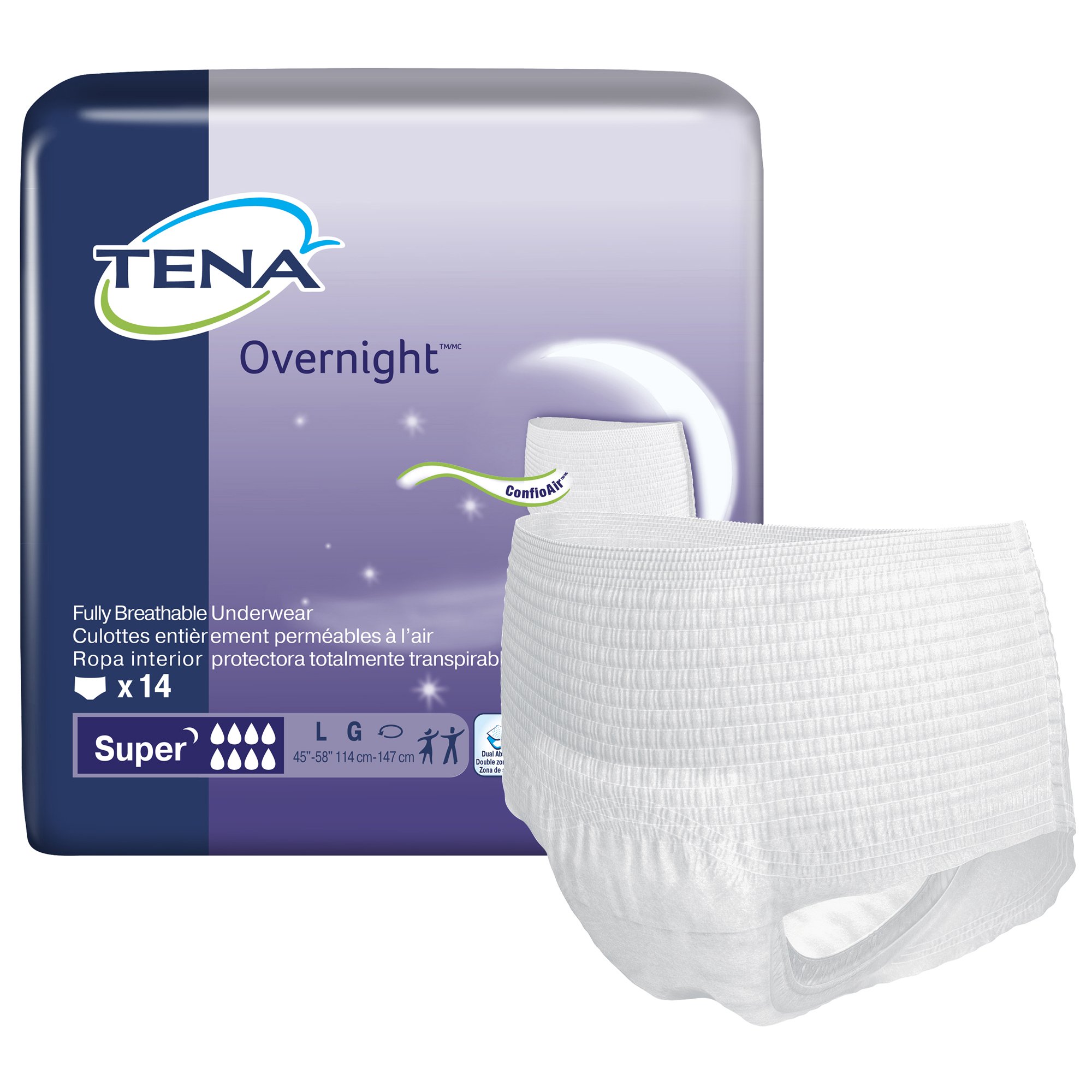 Essity HMS North America Inc 72325 - Tena® ProSkin Overnight™ Super Fully Breathable Underwear, Large - 14/Bag, 56/Case