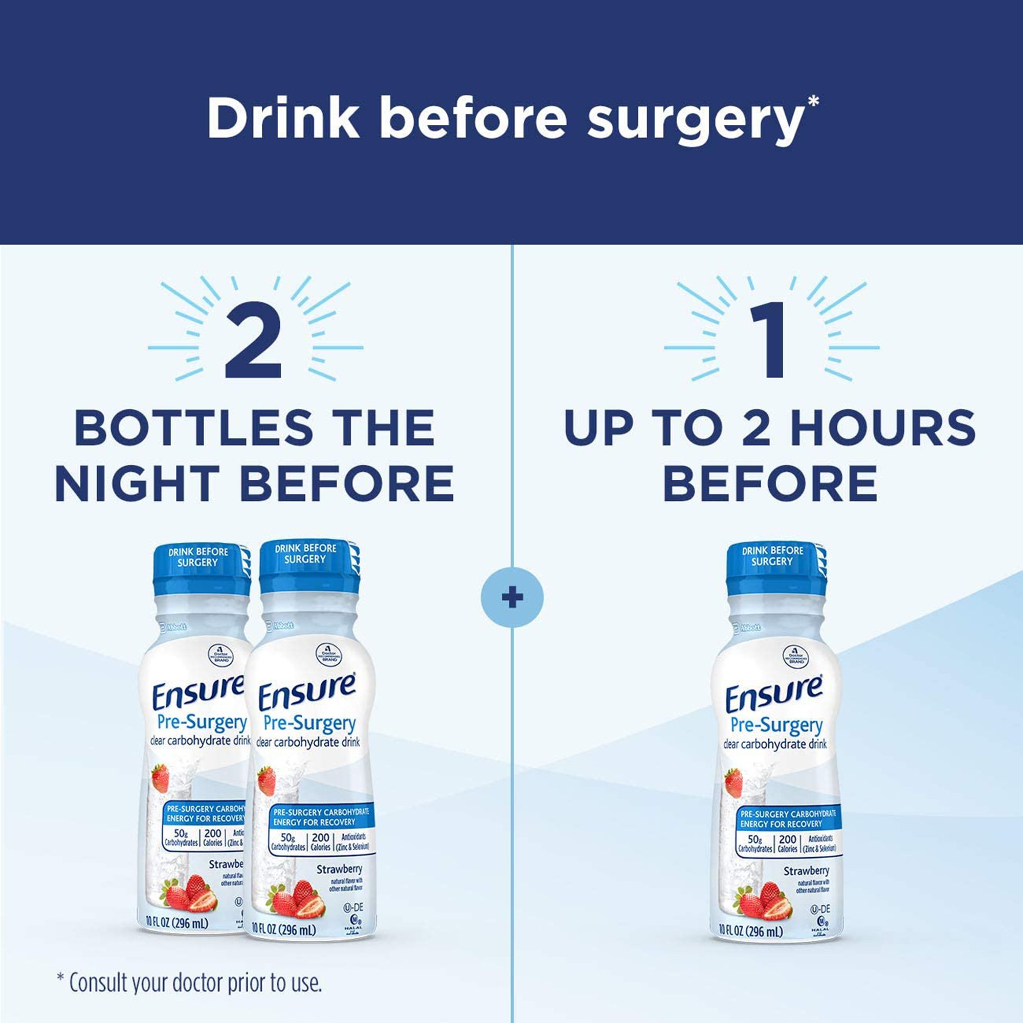 Abbott Nutrition 65044 - Ensure® Pre-Surgery Strawberry Clear Carbohydrate Drink, 10-ounce bottle - 1/Each, 12/Case
