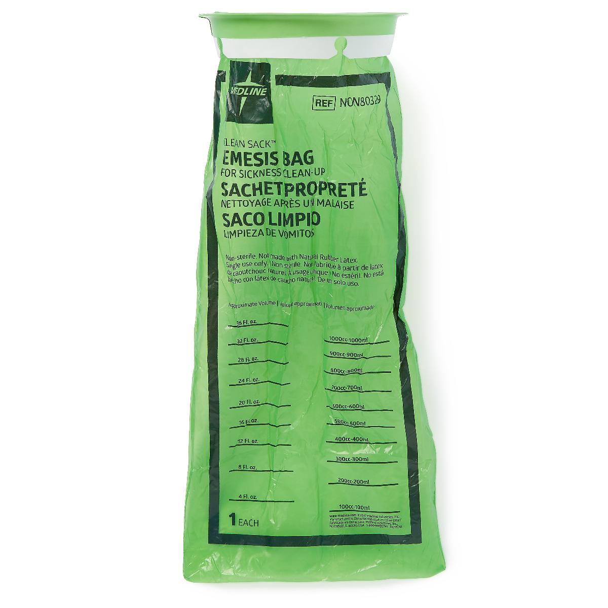 Medline - NON80329 Emesis Bag Clean Sack™ 36 oz. Green