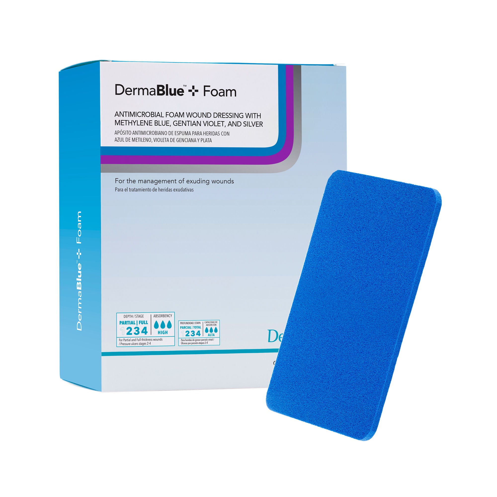 Sion Brands LLC - 75081614 Silver Foam Dressing DermaBlue+™ Foam Rectangle Sterile
