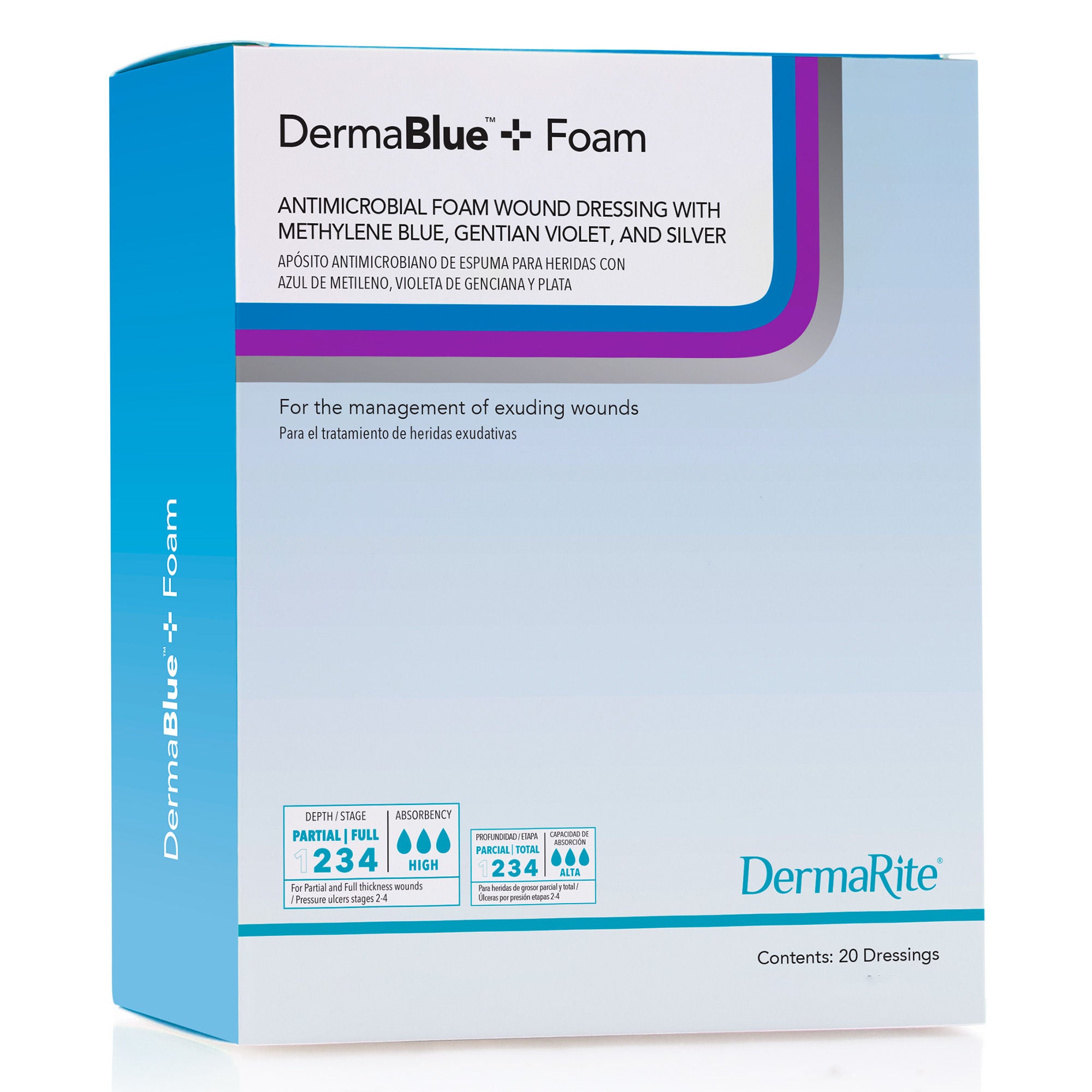 Sion Brands LLC - 75081614 Silver Foam Dressing DermaBlue+™ Foam Rectangle Sterile