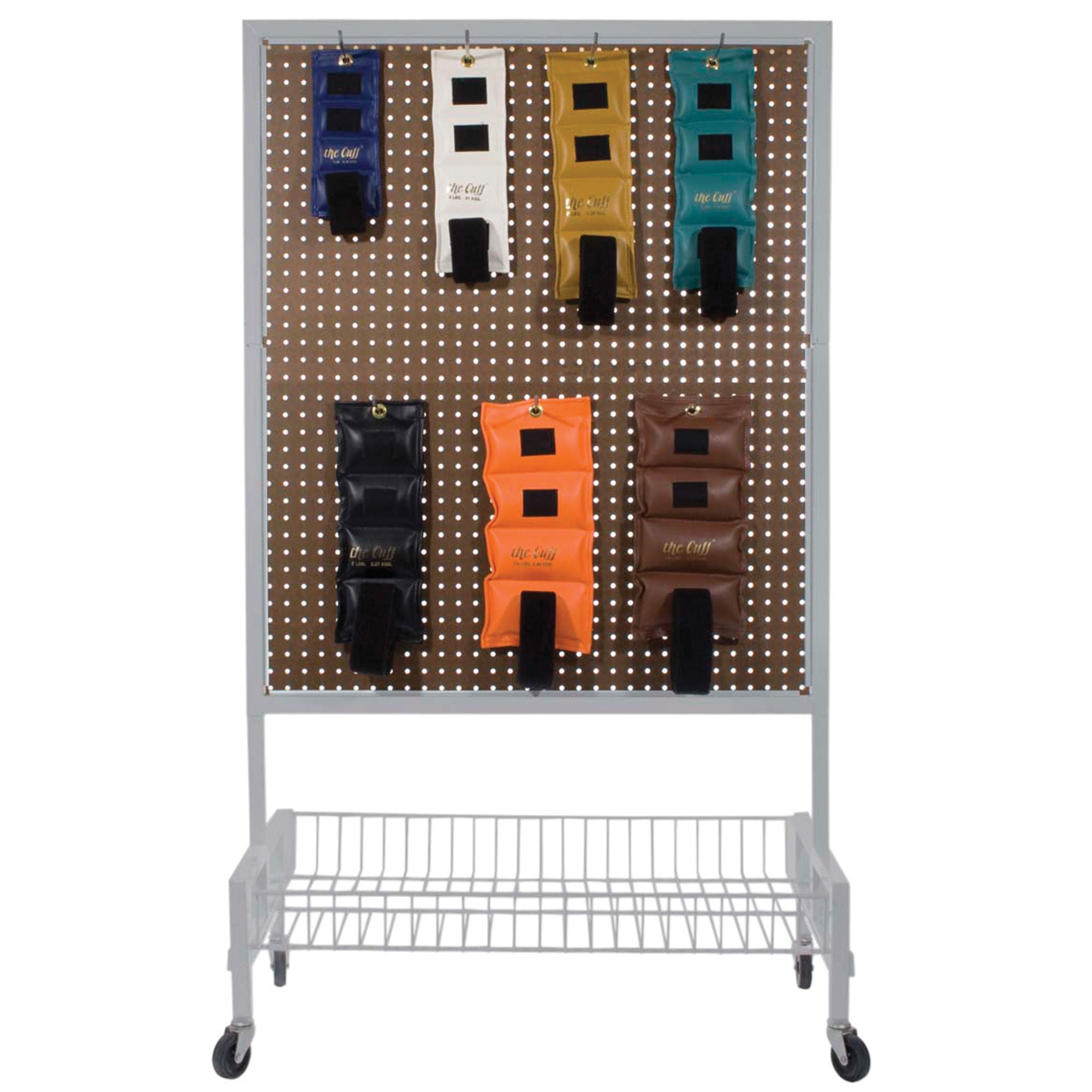 Fabrication Enterprises - 10-0251 Weight Cuff Set with Storage Rack 7 Piece Set with Mobile Floor Rack / Adjustable Cuff Style The Cuff® Original Functional Set 1 lbs. / 2 lbs. / 3 lbs. / 4 lbs. / 5 lbs. / 7-1/2 lbs. / 10 lbs.