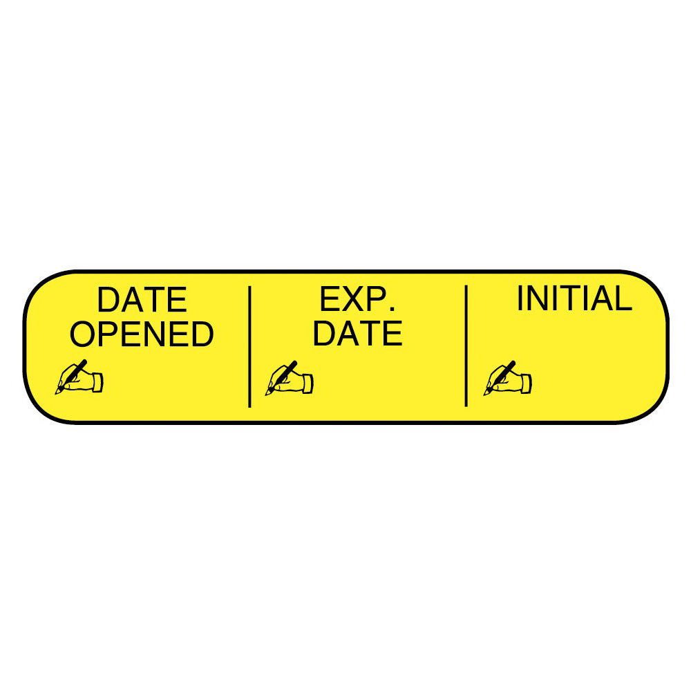 Apothecary Products - 40240 Pre-Printed / Write On Label Apothecary Products® Auxiliary Label Yellow Paper DATE OPENED/EXP. DATE/INITIAL Black Quality Control Label 3/8 X 1-9/16 Inch