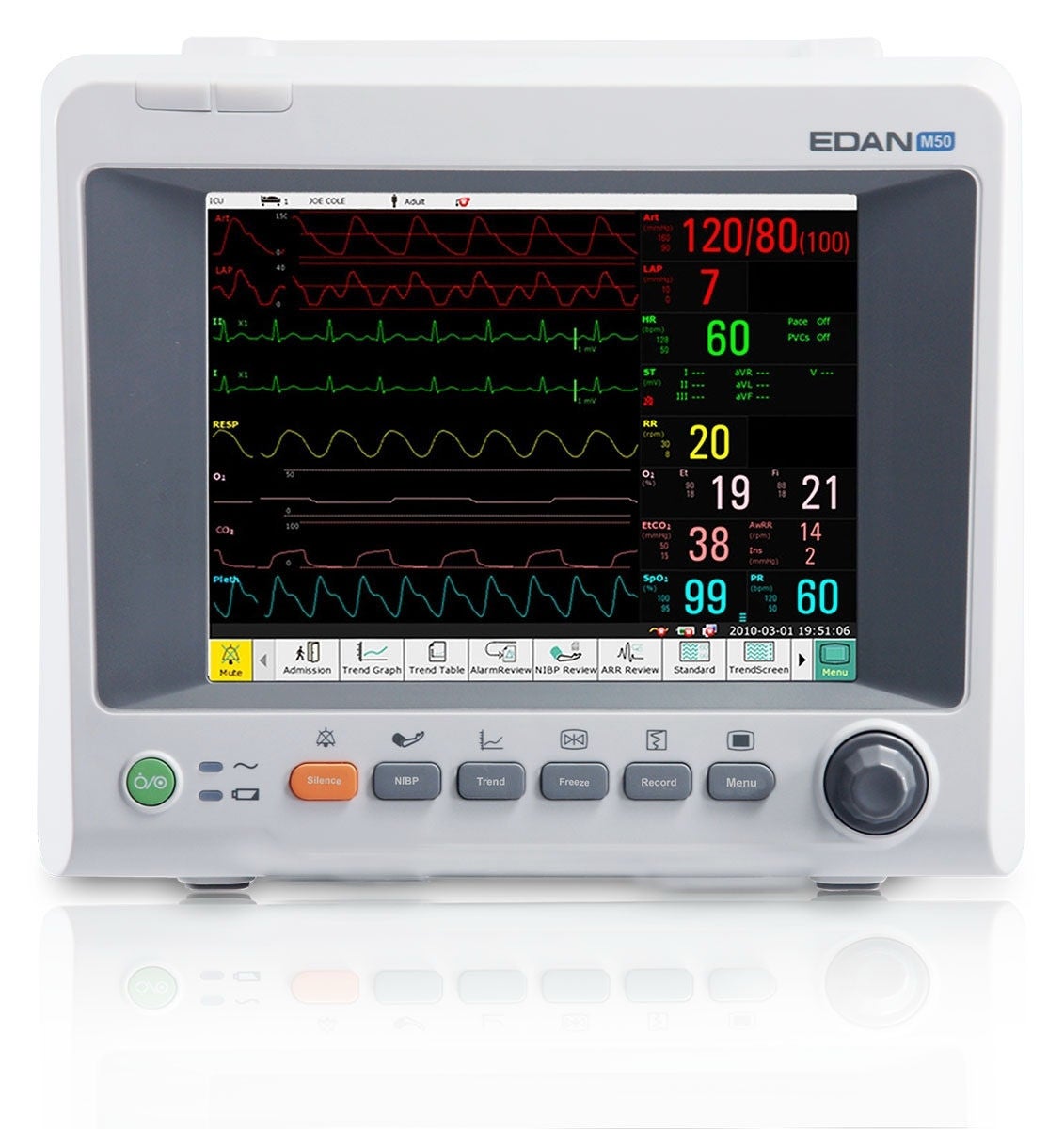 EdanUSA & MDPro - IM50-G2 Patient Monitor with CO2 Edan® iM50 Series Gas and Monitoring CO2, ECG, NIBP, Respiratory, SpO2, Temperature AC Power