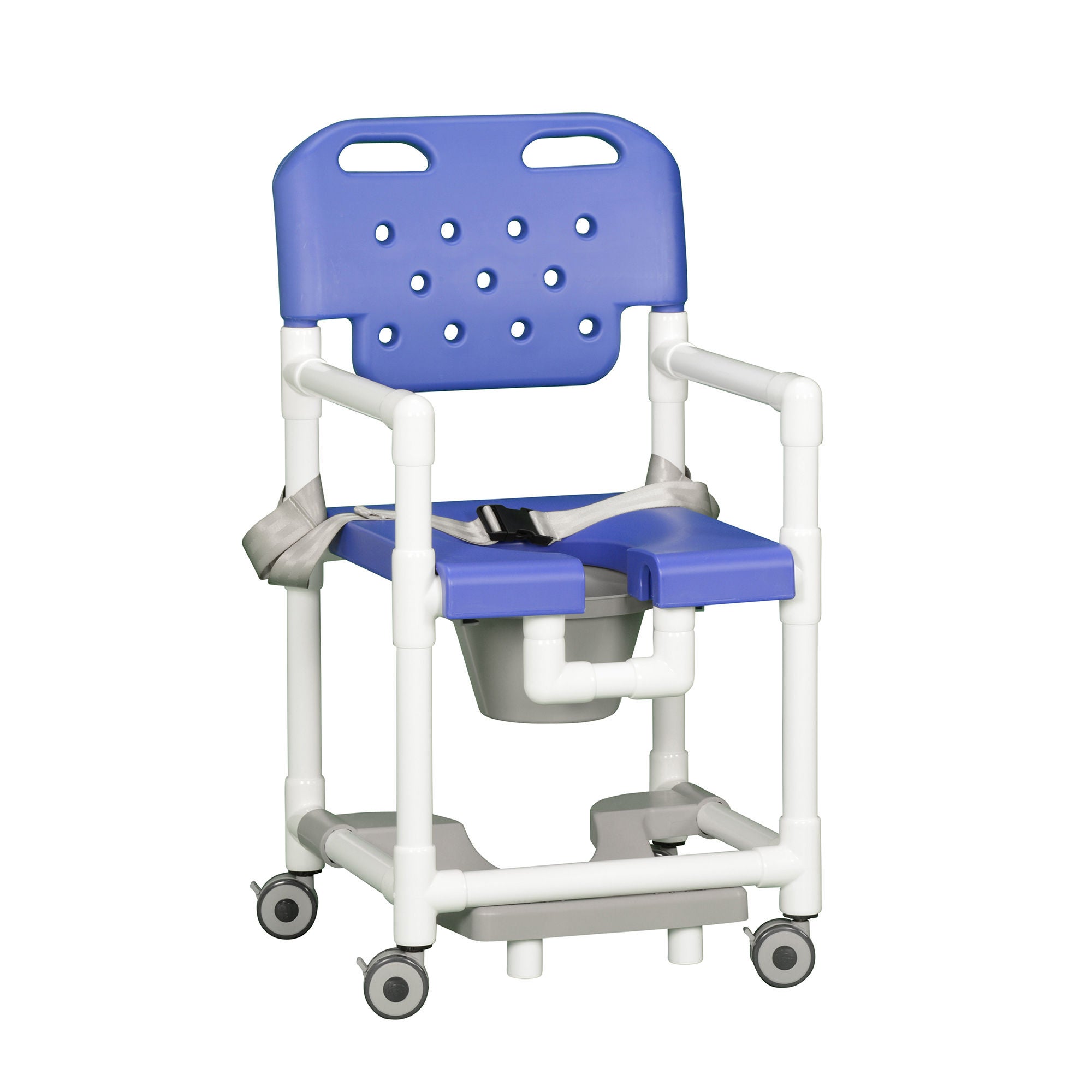 IPU - ELT817 P FRSB Commode / Shower Chair Elite Fixed Arms PVC Frame With Backrest 21 Inch Seat Width 325 lbs. Weight Capacity