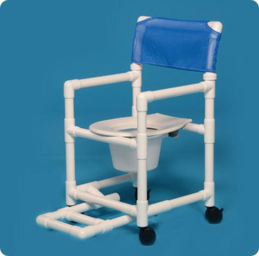 IPU - VL SC17 P FR Commode / Shower Chair ipu® Fixed Arms PVC Frame Mesh Backrest 20-1/2 Inch Seat Width 300 lbs. Weight Capacity