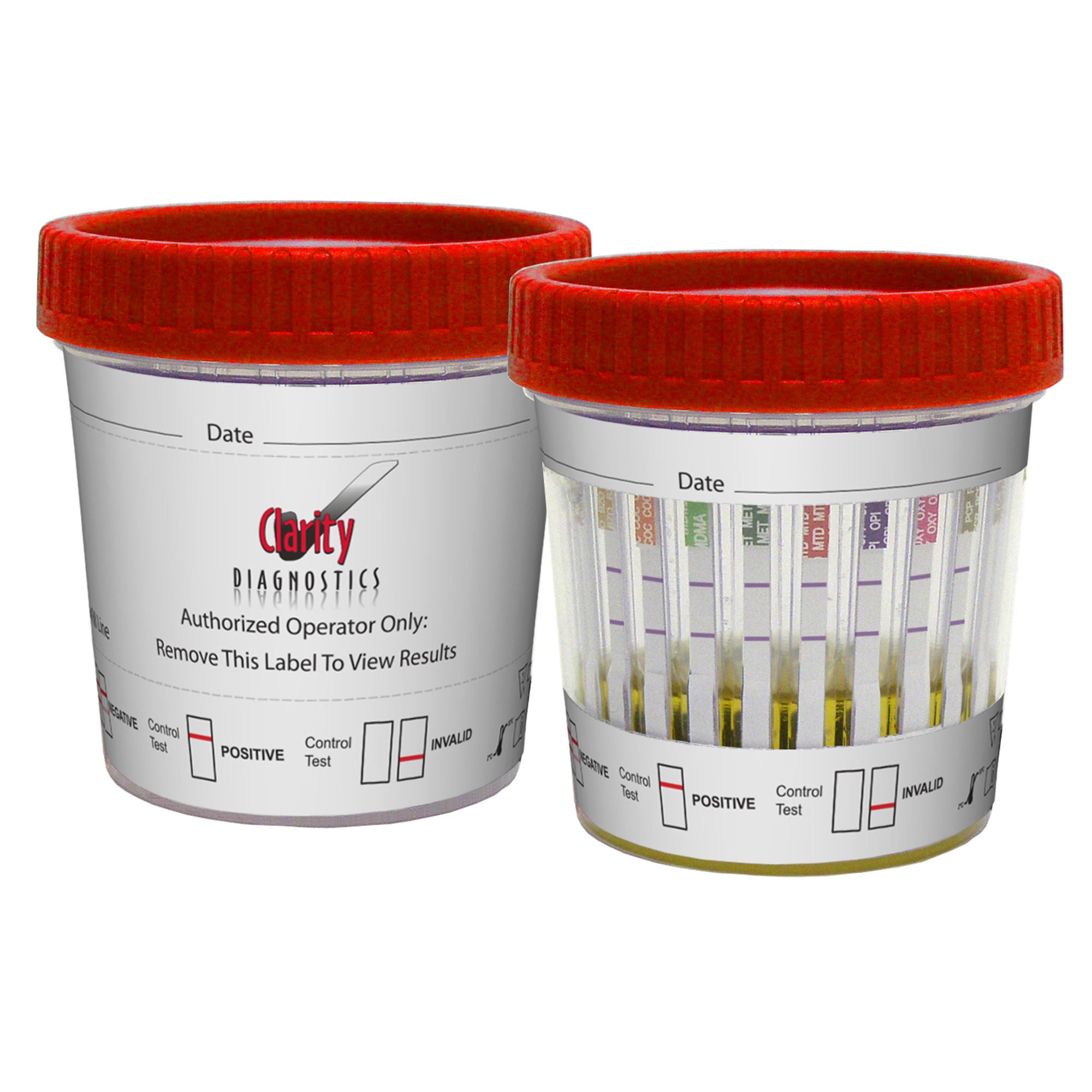 Clarity Lab Group LLC - CD-CDOA-7125 Drugs of Abuse Test Kit T-Cup® AMP, BAR, BZO, COC, mAMP/MET, MDMA, MTD, OPI300 / MOP, OXY, PCP, TCA, THC 25 Tests CLIA Waived
