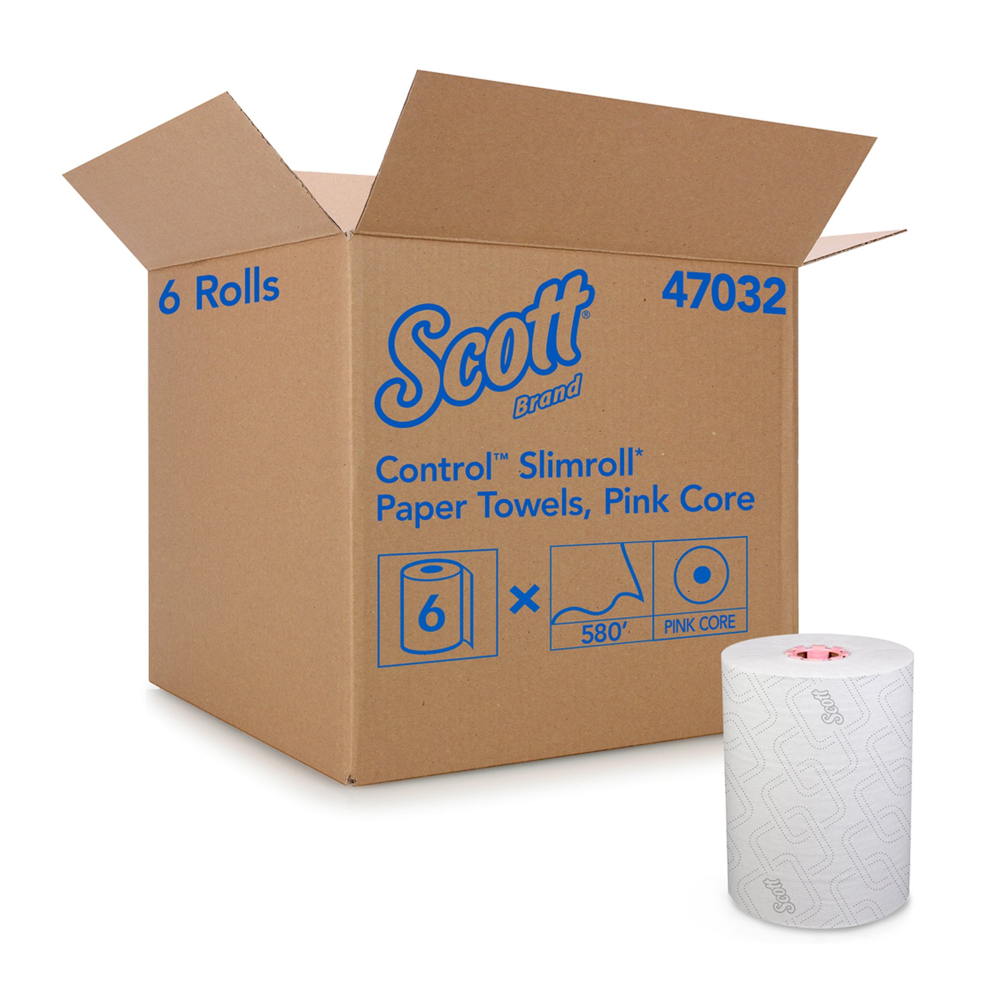 Kimberly Clark 47032 - Scott® Control Slimroll™ White Paper Towel, 8 Inch x 580 Foot - 6/Case