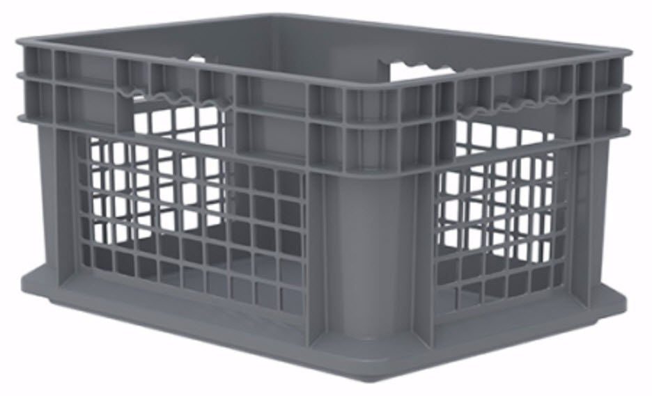Akro-Mils - 37278GREY Straight Wall Container Gray Plastic 8-1/4 X 11-3/4 X 15-3/4 Inch