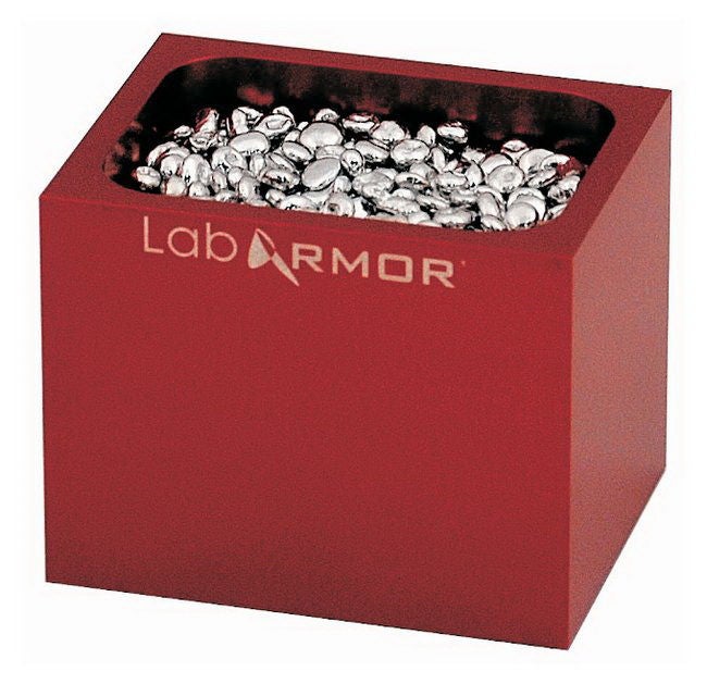 Fisher Anatomical - 10876013 Lab Armor® Single and Double Bead Block 3 X 3.75 Inch, 0.25 Liter, Red, 2.5 X 3.25 Inch Tube, -112 to 572°F Temperature Range For Standard Commercially Available Dry Bath