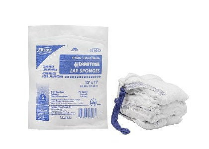 Dukal - KP-7018 Surgical Laparotomy Sponge Dukal X-Ray Detectable Cotton 18 X 18 Inch 5 Count Pack NonSterile
