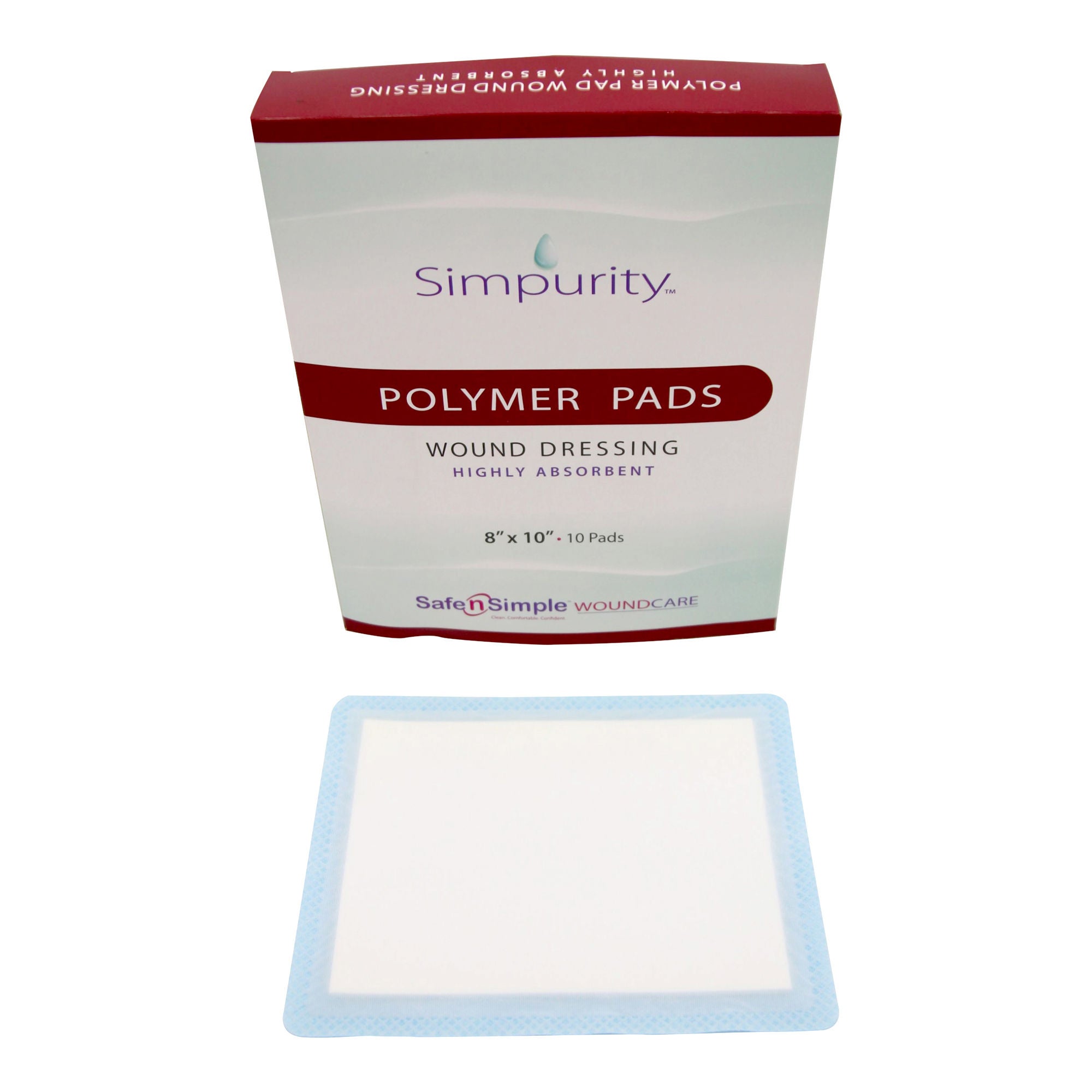 Safe N Simple - SNS59080 Super Absorbent Dressing Simpurity® Rectangle 8 X 10 Inch Without Border Sterile