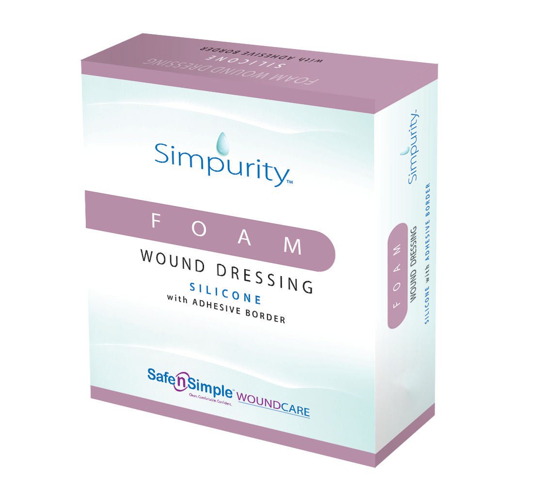 Safe N Simple - SNS77733 Silicone Foam Dressing Simpurity™ 3 X 3 Inch With Border Without Film Backing Silicone Adhesive Square Sterile