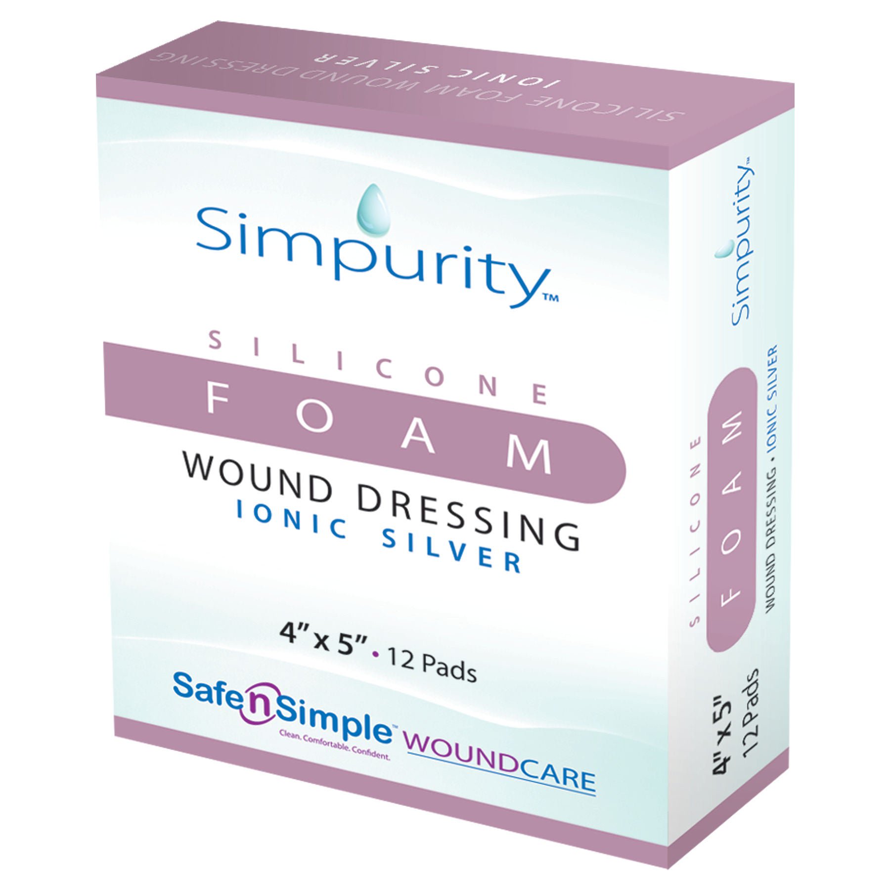 Safe N Simple - SNS74445 Silver Foam Dressing Simpurity™ Rectangle Sterile