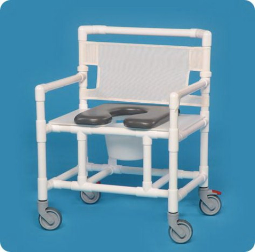 IPU - VL OF 20 P 500 B Shower Chair ipu® Fixed Arms PVC Frame Mesh Backrest 20-1/2 Inch Seat Width 500 lbs. Weight Capacity