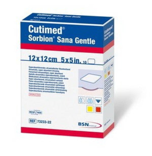 BSN Medical - 7323325 Super Absorbent Dressing Cutimed® Sorbion® Sana Gentle Rectangle 4-7/10 X 8-3/5 Inch Without Border Sterile