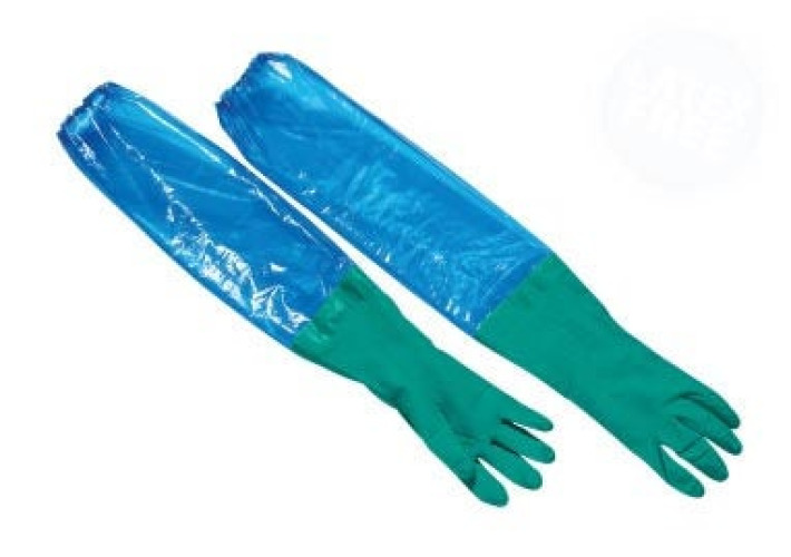 Healthmark Industries - 41380 Utility Glove Sleeve Gloves Small Nitrile Green / Blue 28 Inch Length Elastic Cuff NonSterile