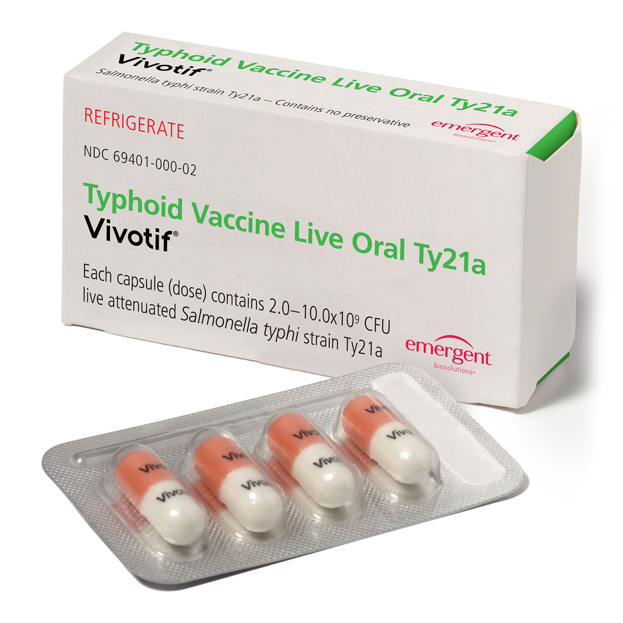 Bavarian Nordic Inc - 69401000002 Vivotif® Typhoid Vaccine Live, Attenuated 2B Unit Capsule 4 Capsules